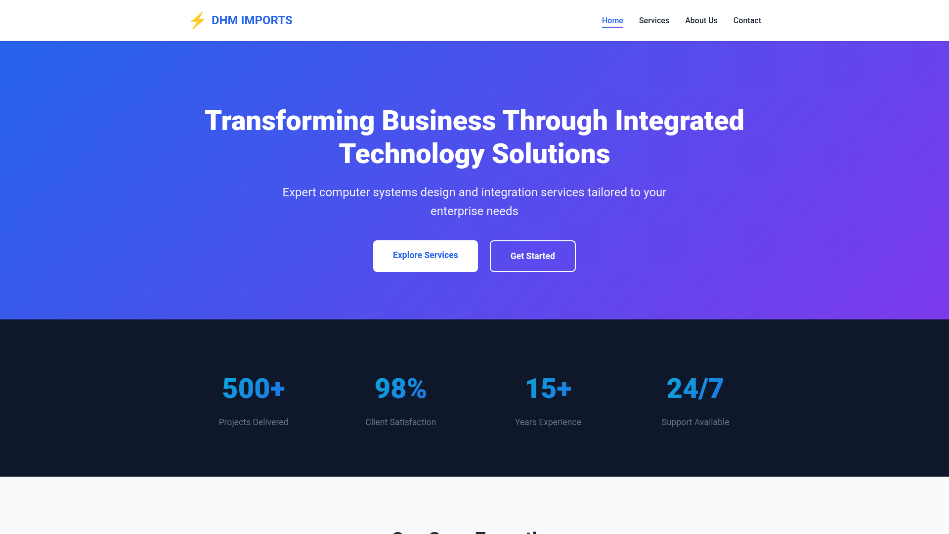 website screenshot of https://dhmimports.buzz