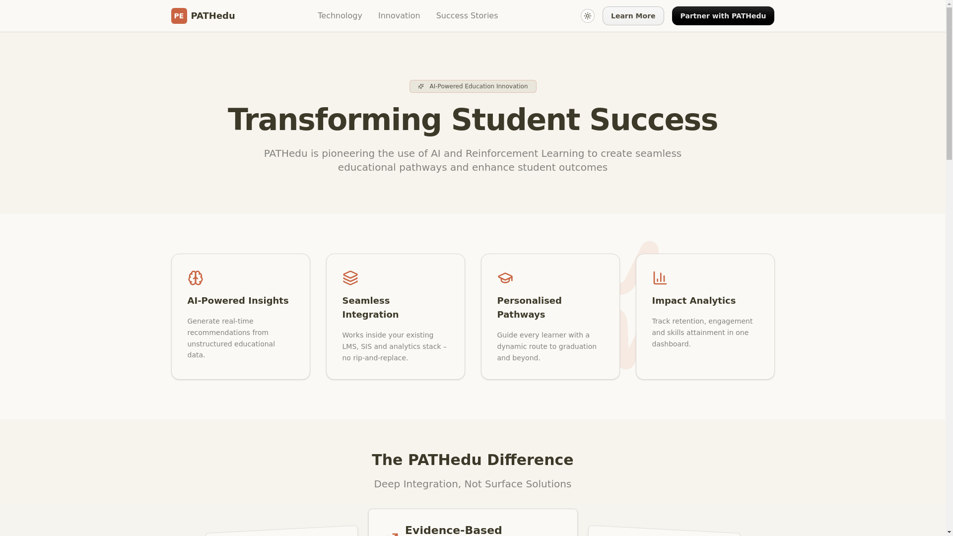 website screenshot of https://pathedu-landing-page.pages.dev/
