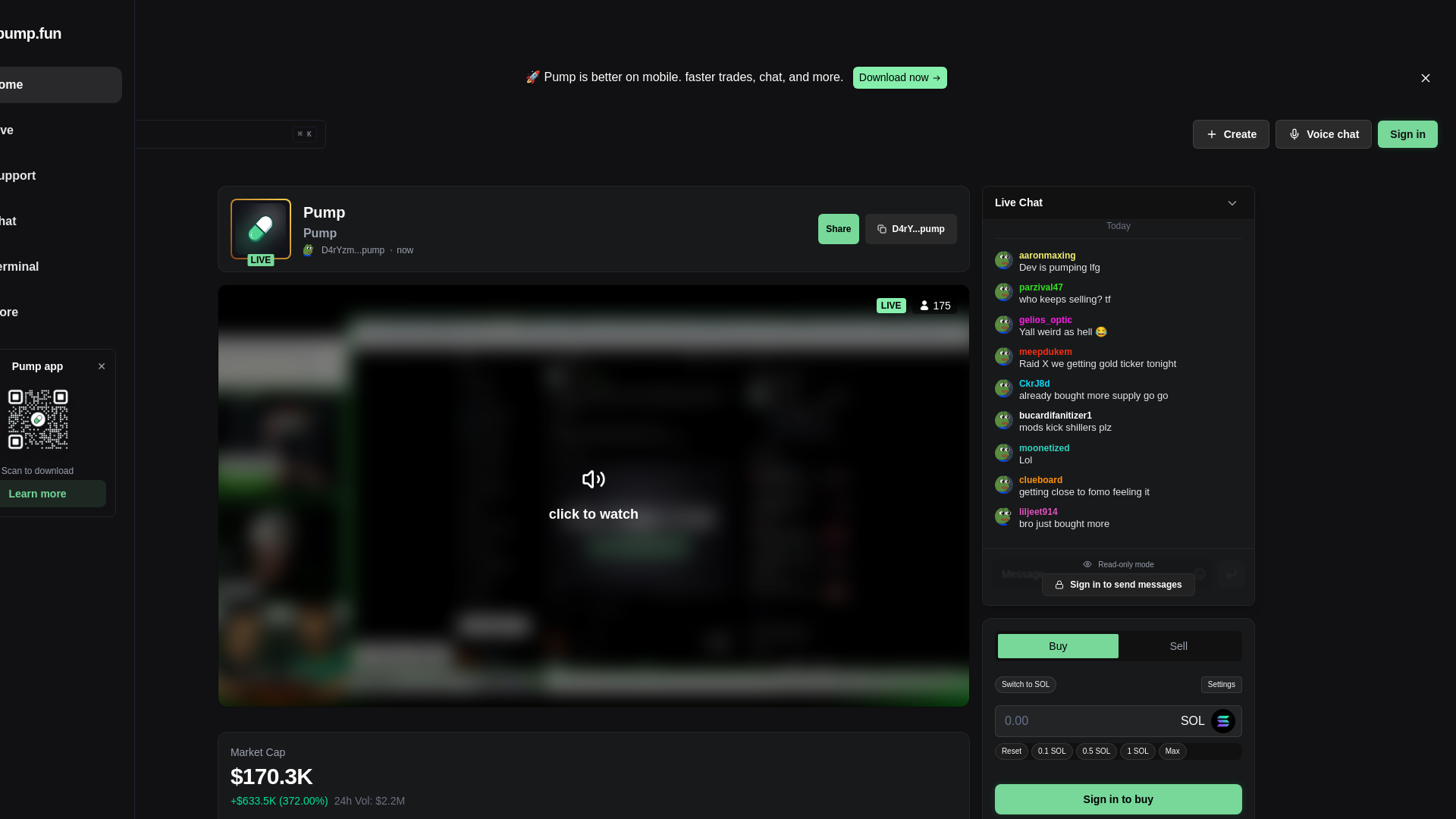 website screenshot of https://pumpwatchstreamer.fun/