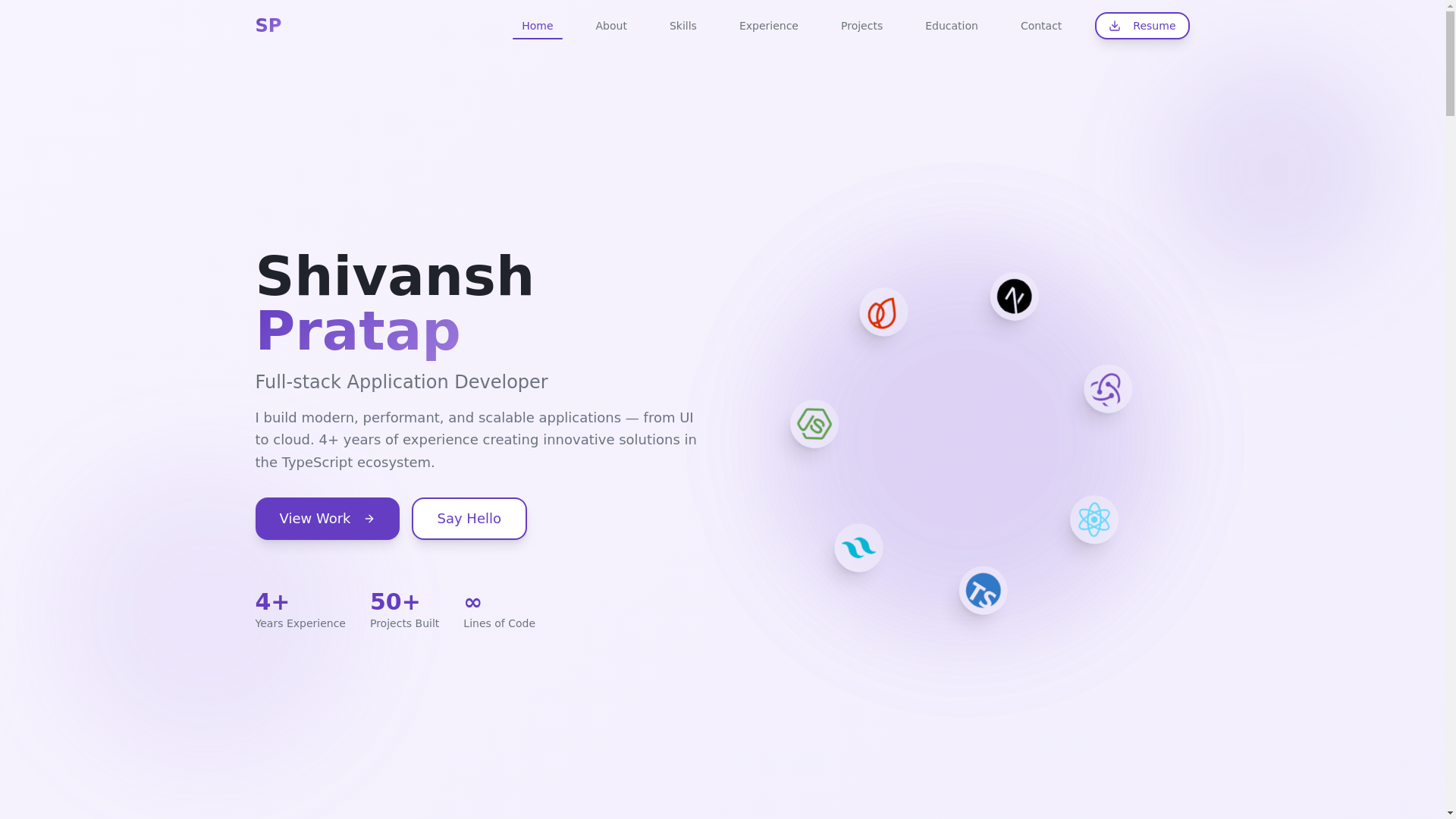 website screenshot of https://shivanshpratap.dev/