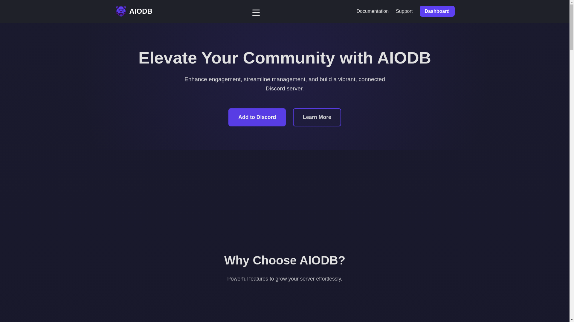 website screenshot of https://aiodb.xyz/