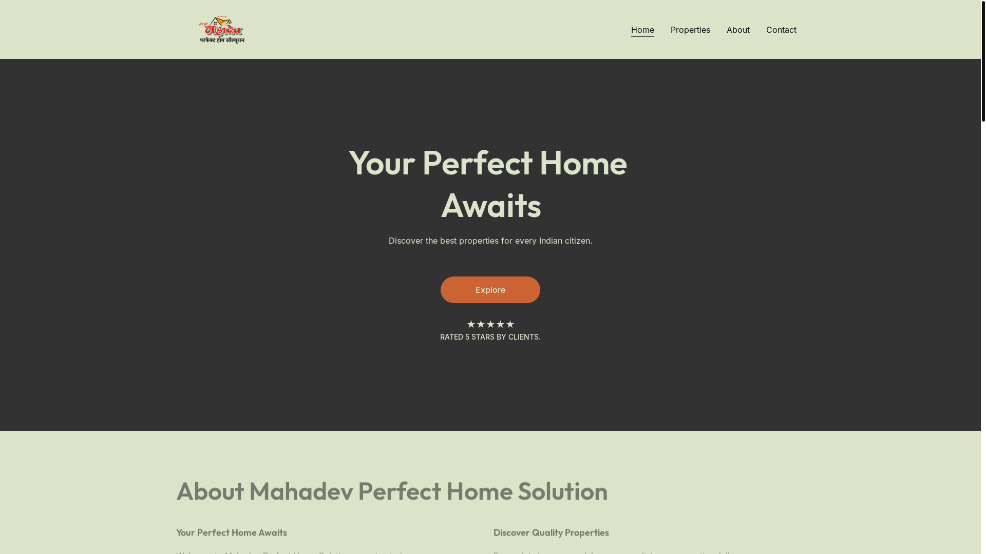 website screenshot of https://mahadevperfecthomesolution.com/