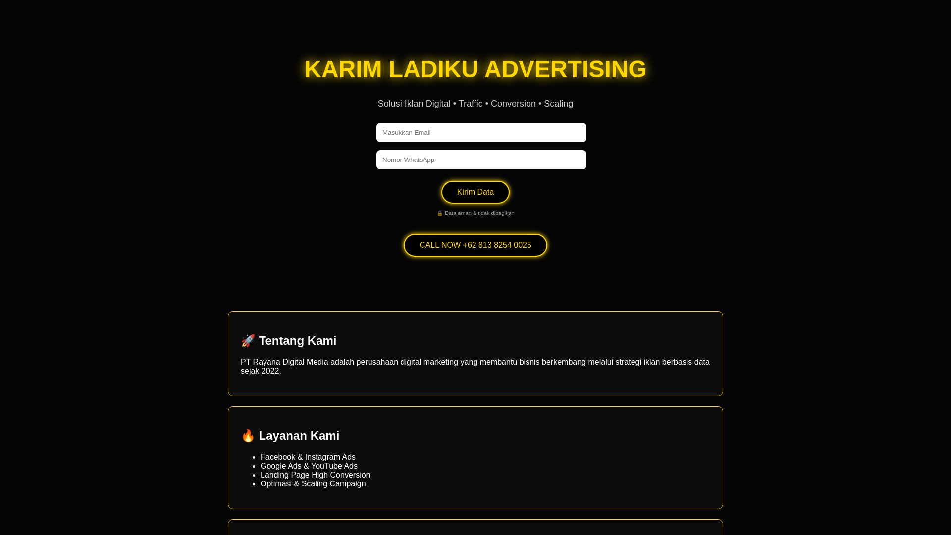 website screenshot of https://sultankarimads.fun/
