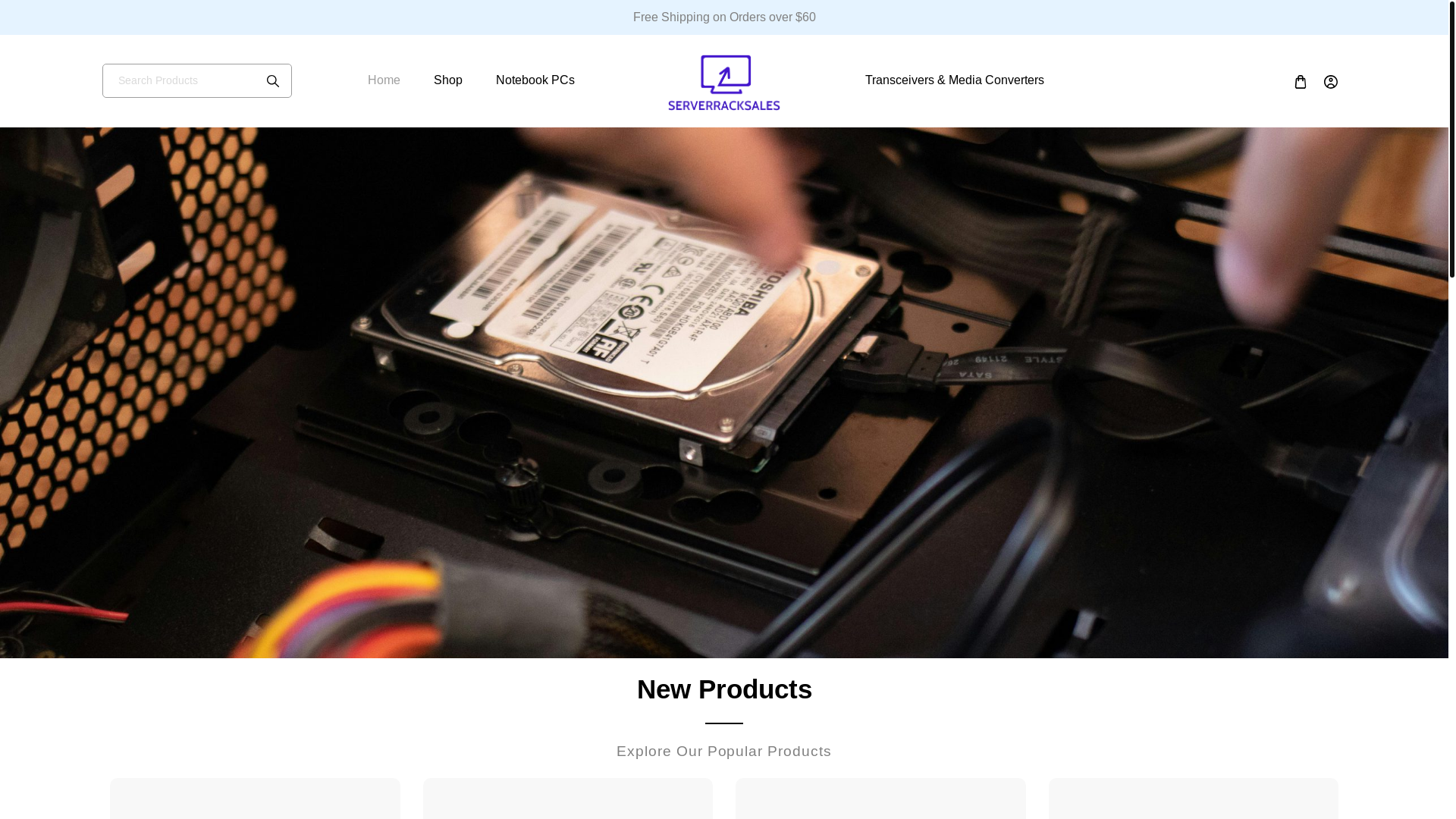 website screenshot of https://serverracksales.com/