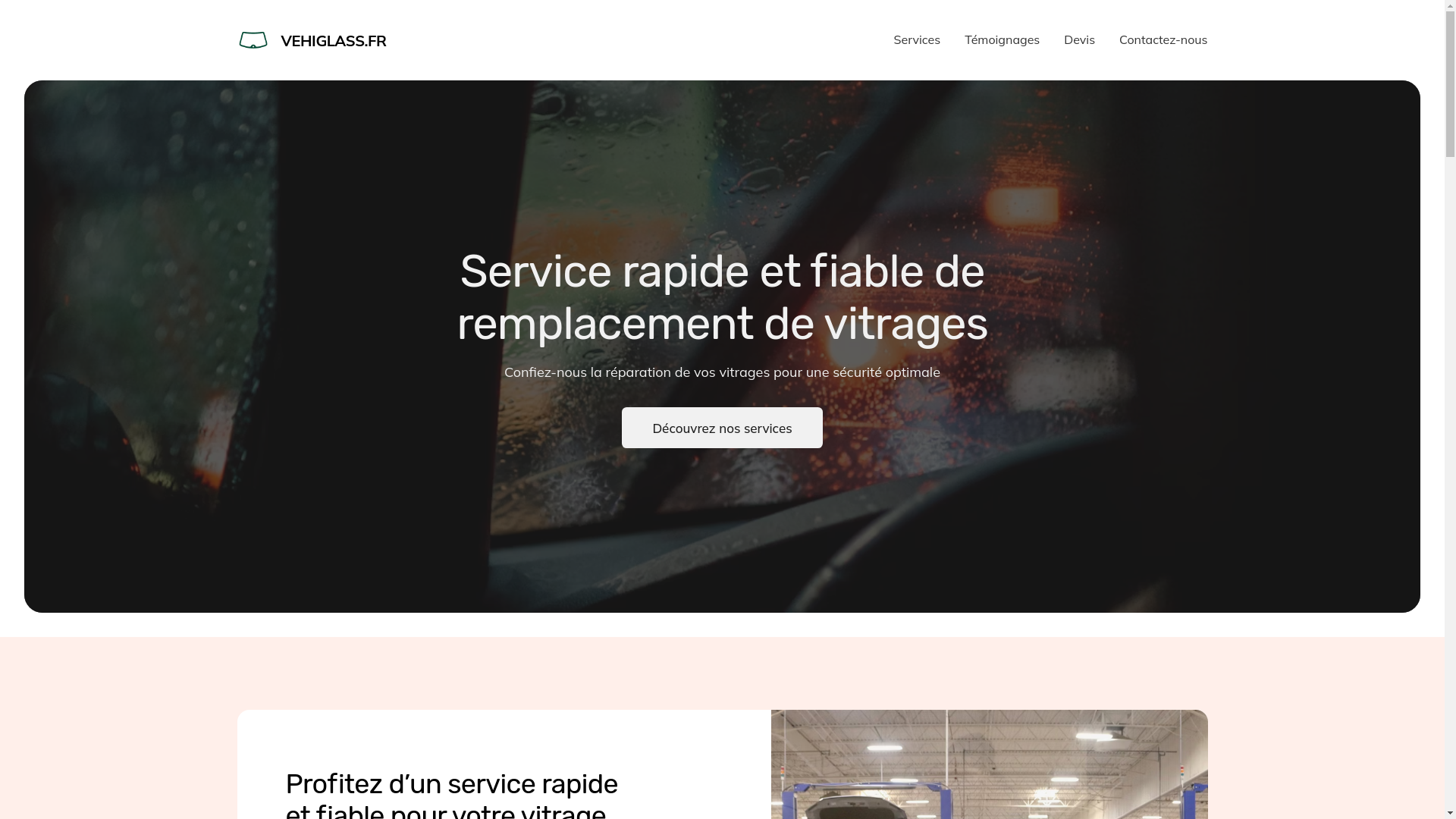 website screenshot of https://vehiglass.fr/