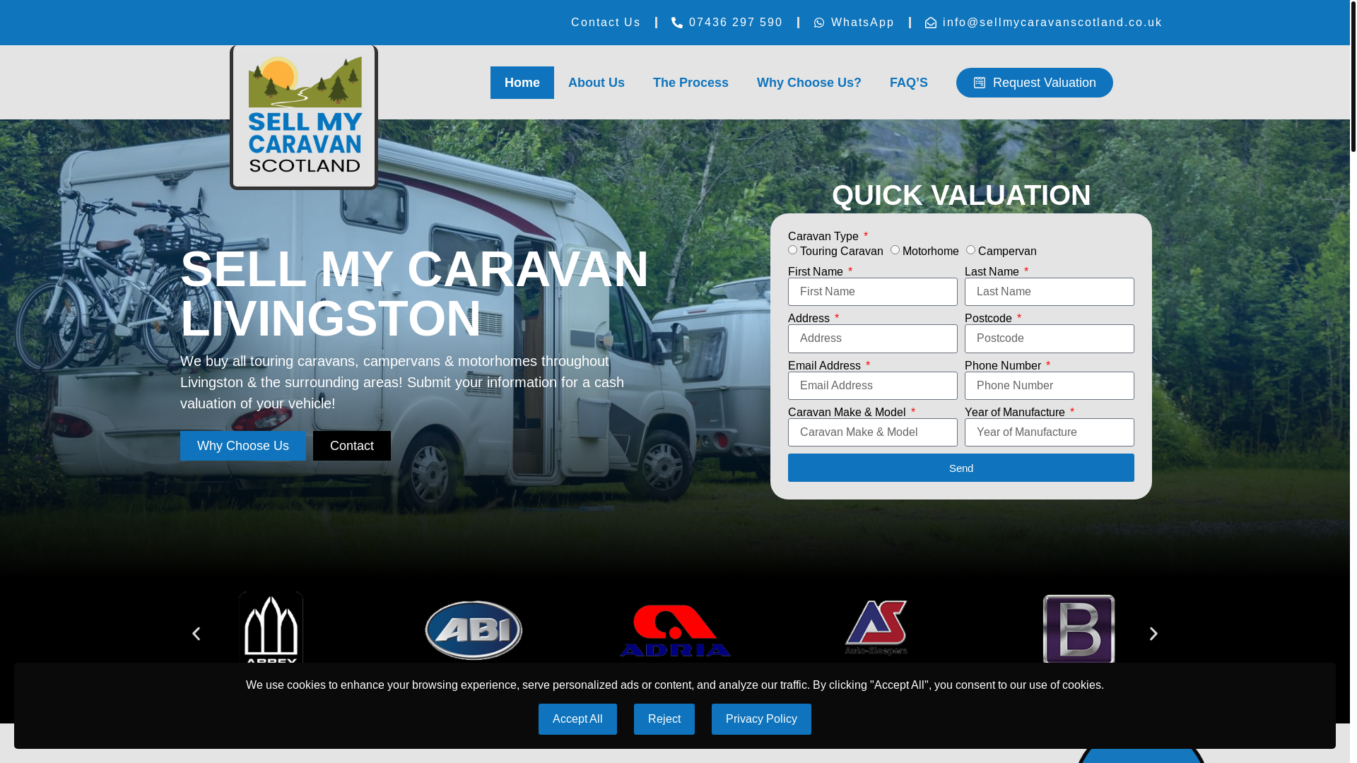 website screenshot of https://caravanbuyersgreenock.co.uk/