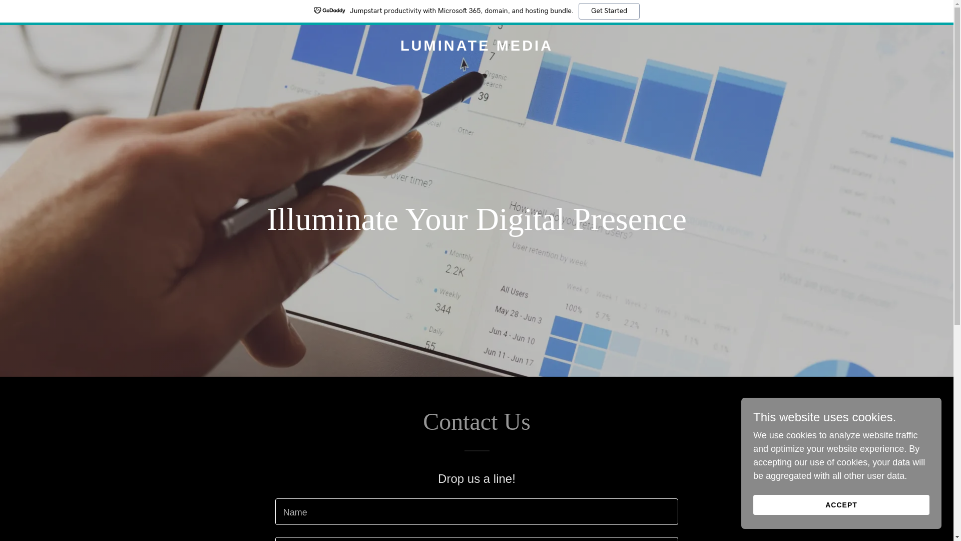 website screenshot of https://luminatemedia.us/