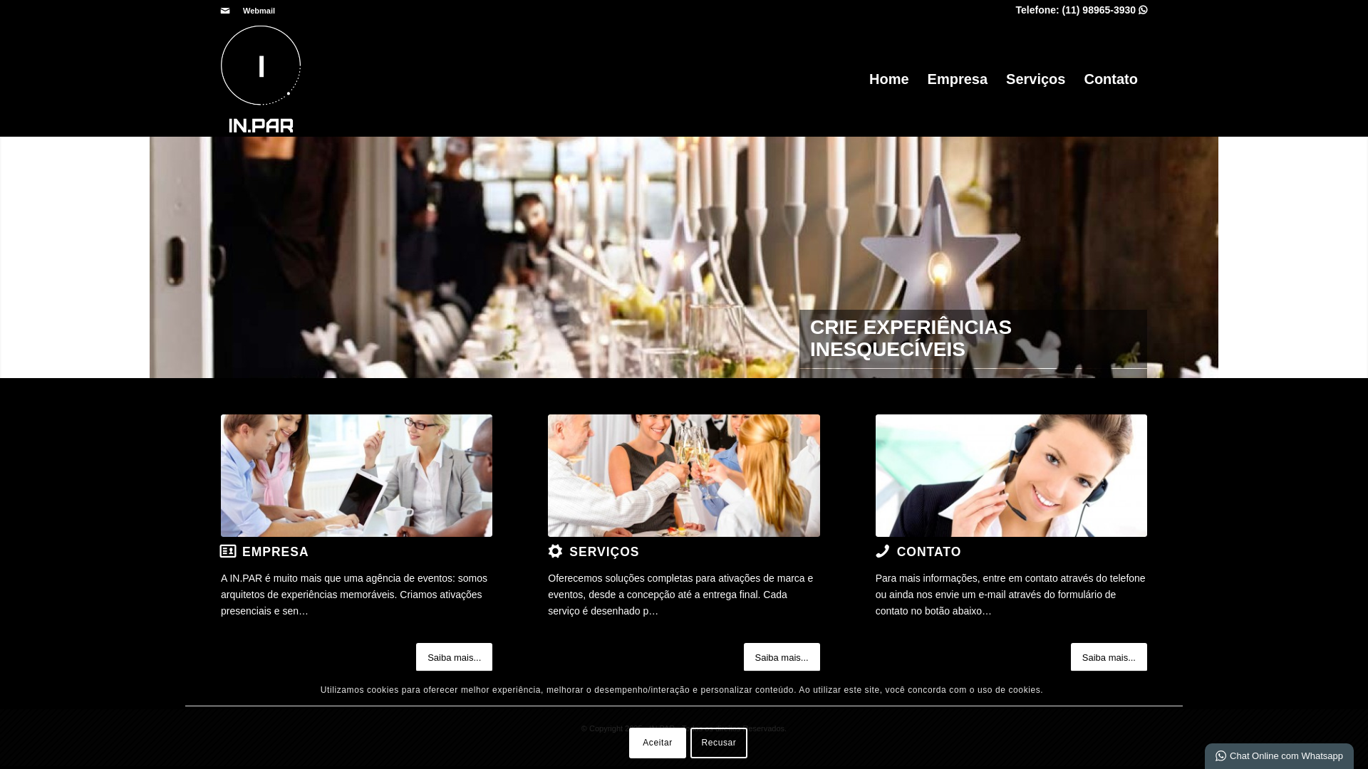 website screenshot of https://inpareventos.com.br/