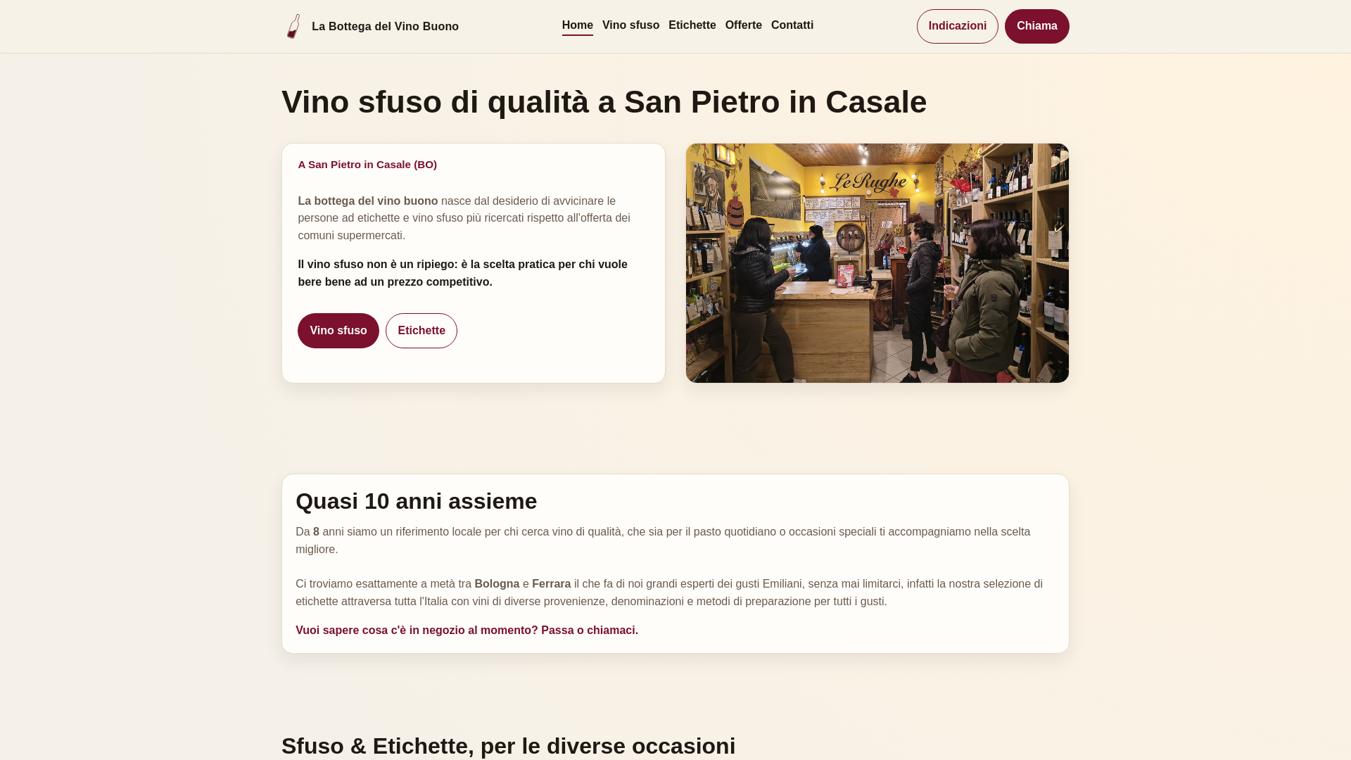 website screenshot of https://labottegadelvinobuono.it