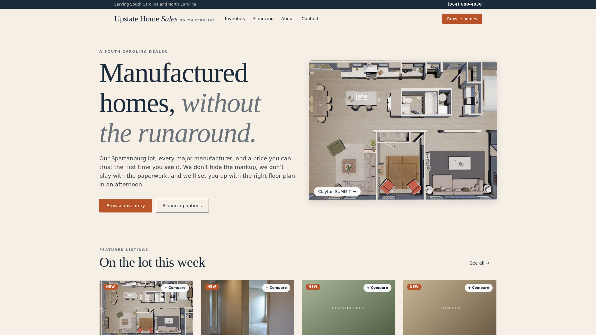 website screenshot of https://upstatehomecenter.com/