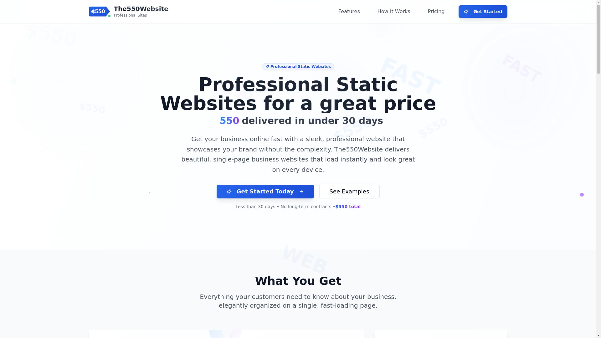 website screenshot of https://the550website.com/