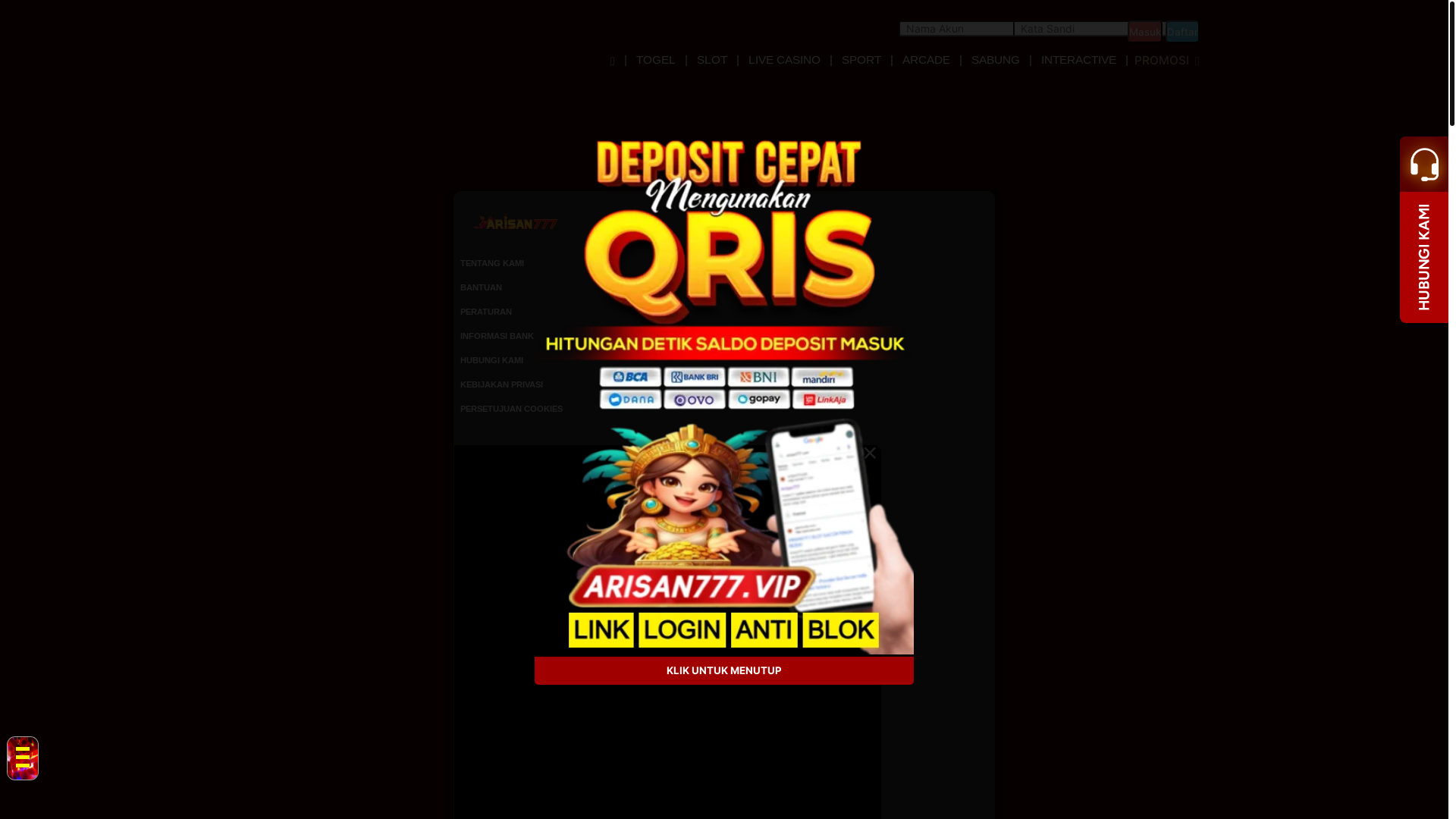 website screenshot of https://arisan777go.skin/