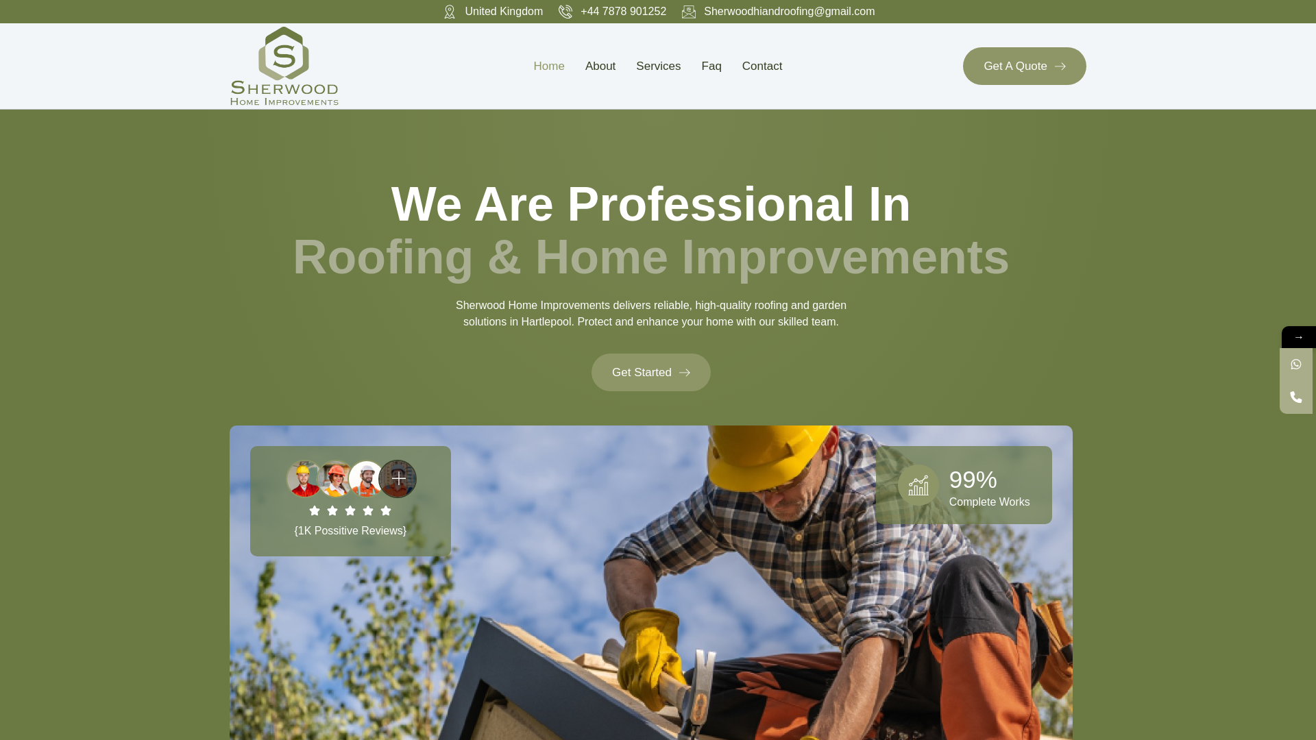 website screenshot of https://sherwoodroofingandhomeimprovements.co.uk/