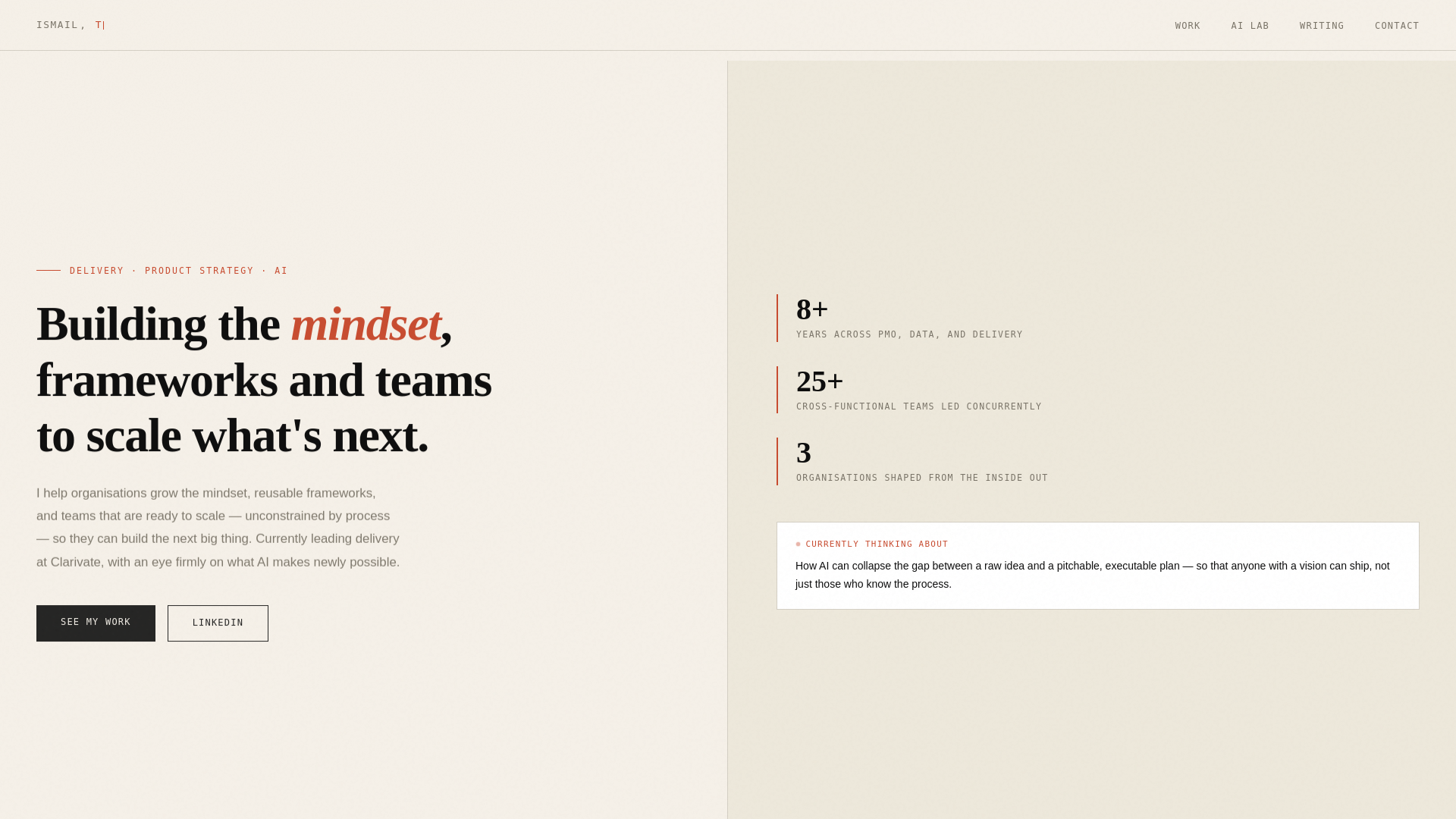 website screenshot of https://ismailthinks.com/
