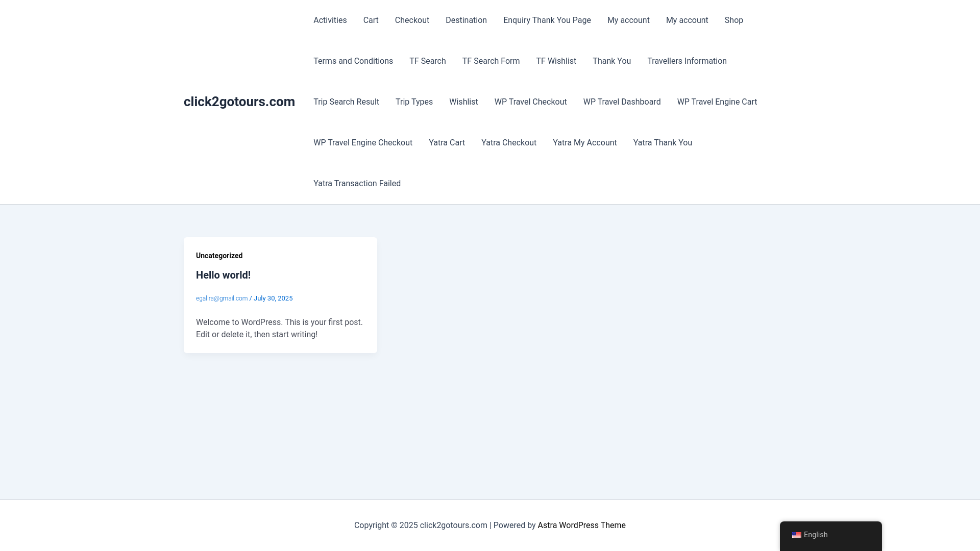 website screenshot of https://click2gotours.com/