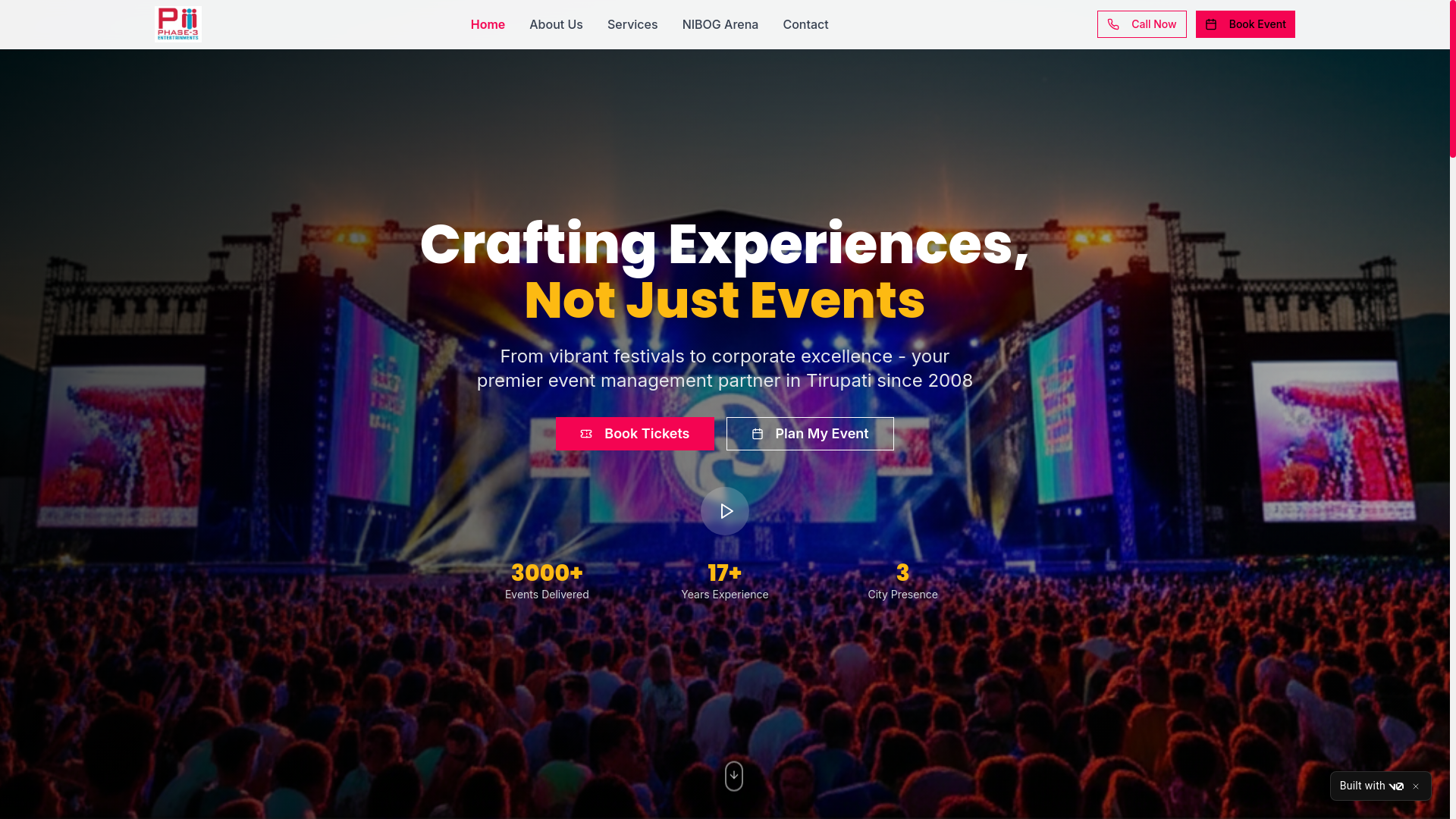 website screenshot of https://phase3entertainments.in/