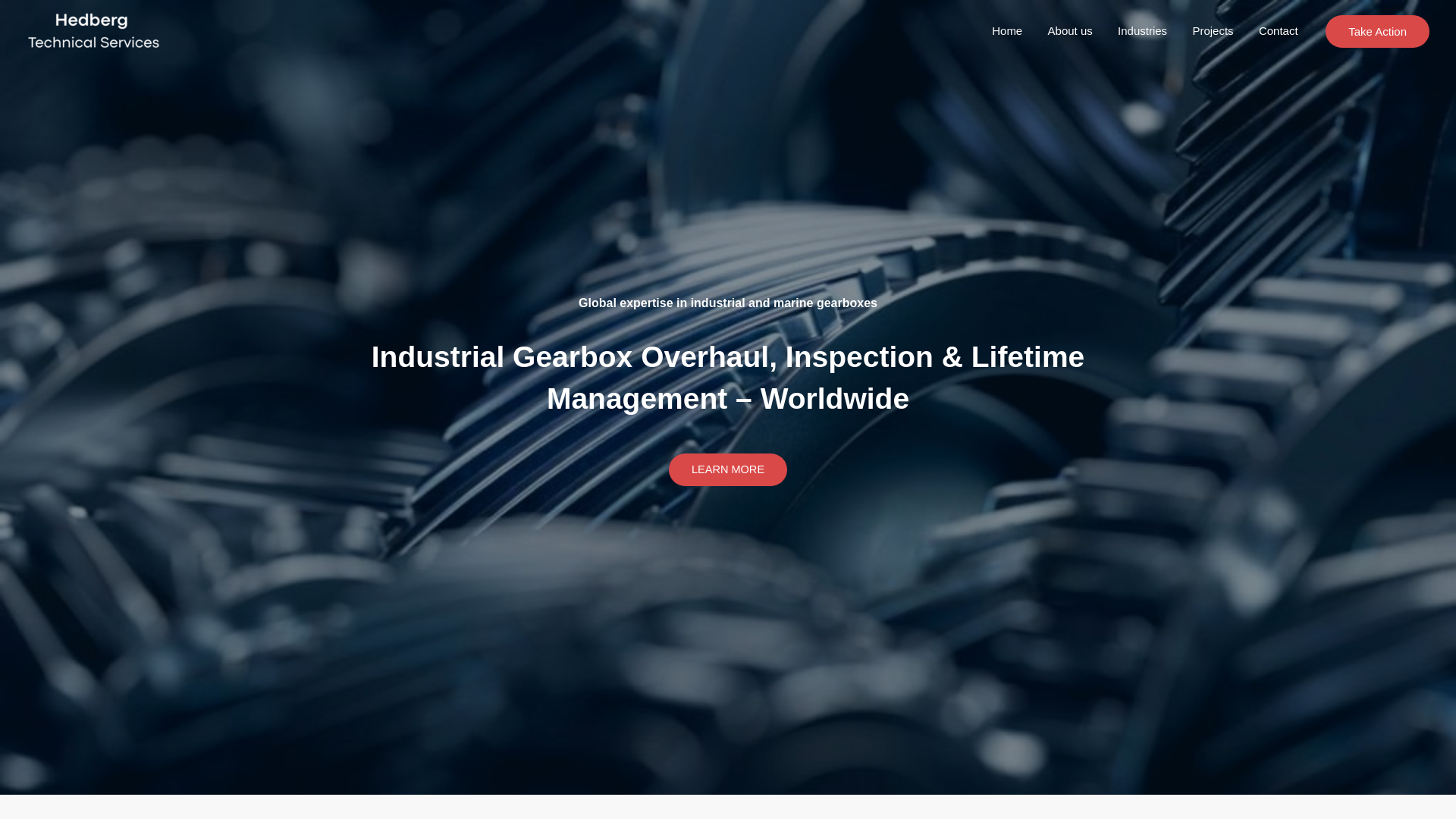 website screenshot of https://hedbergtechnical.com