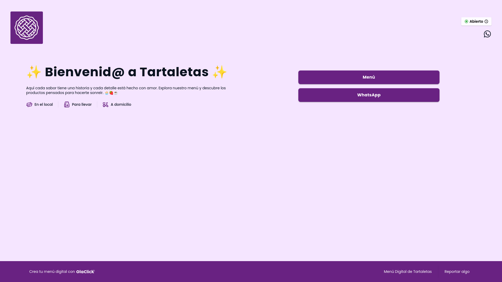 website screenshot of https://tartaletasreposteria.com/