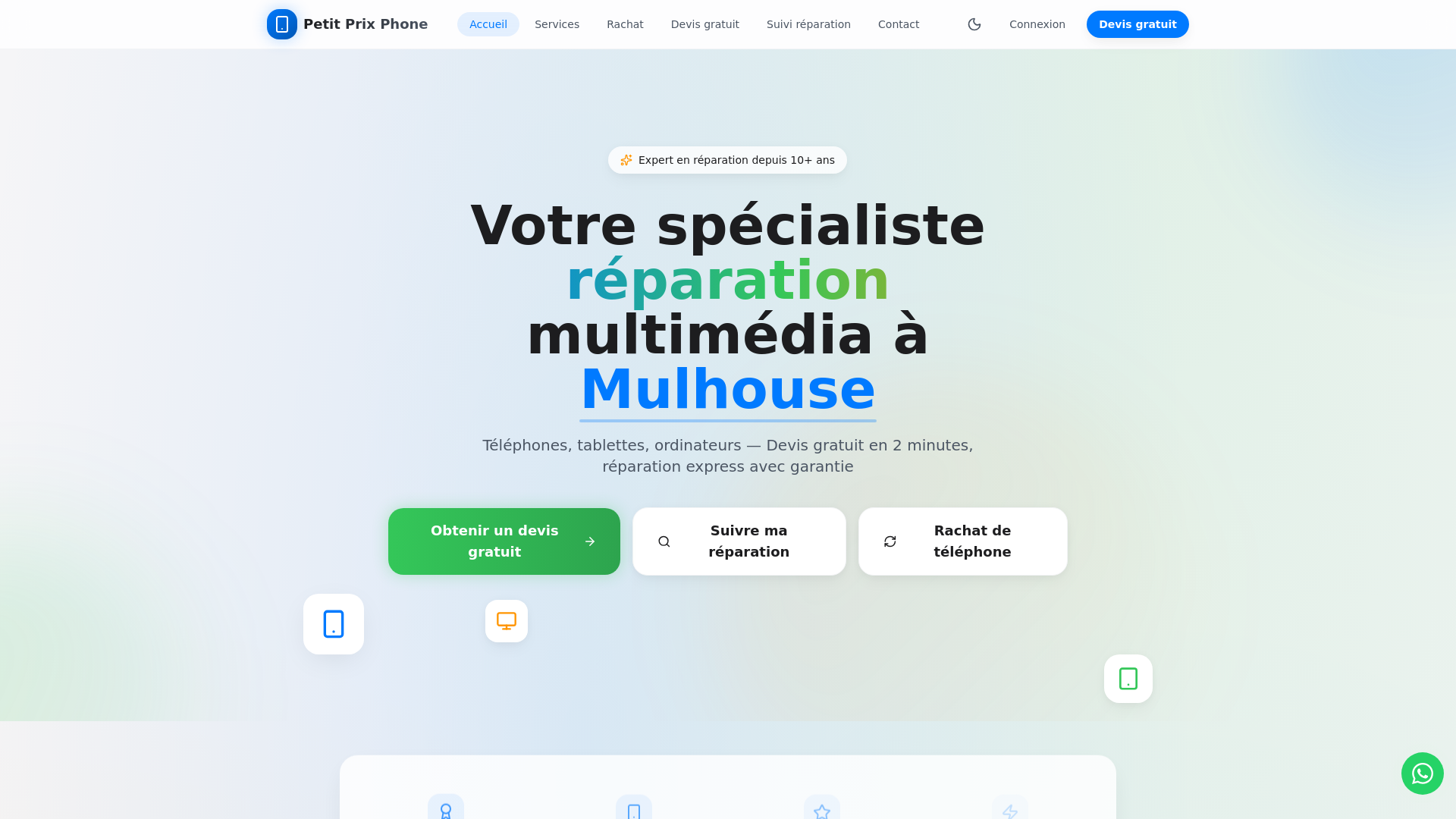 website screenshot of https://petitprixphone.fr