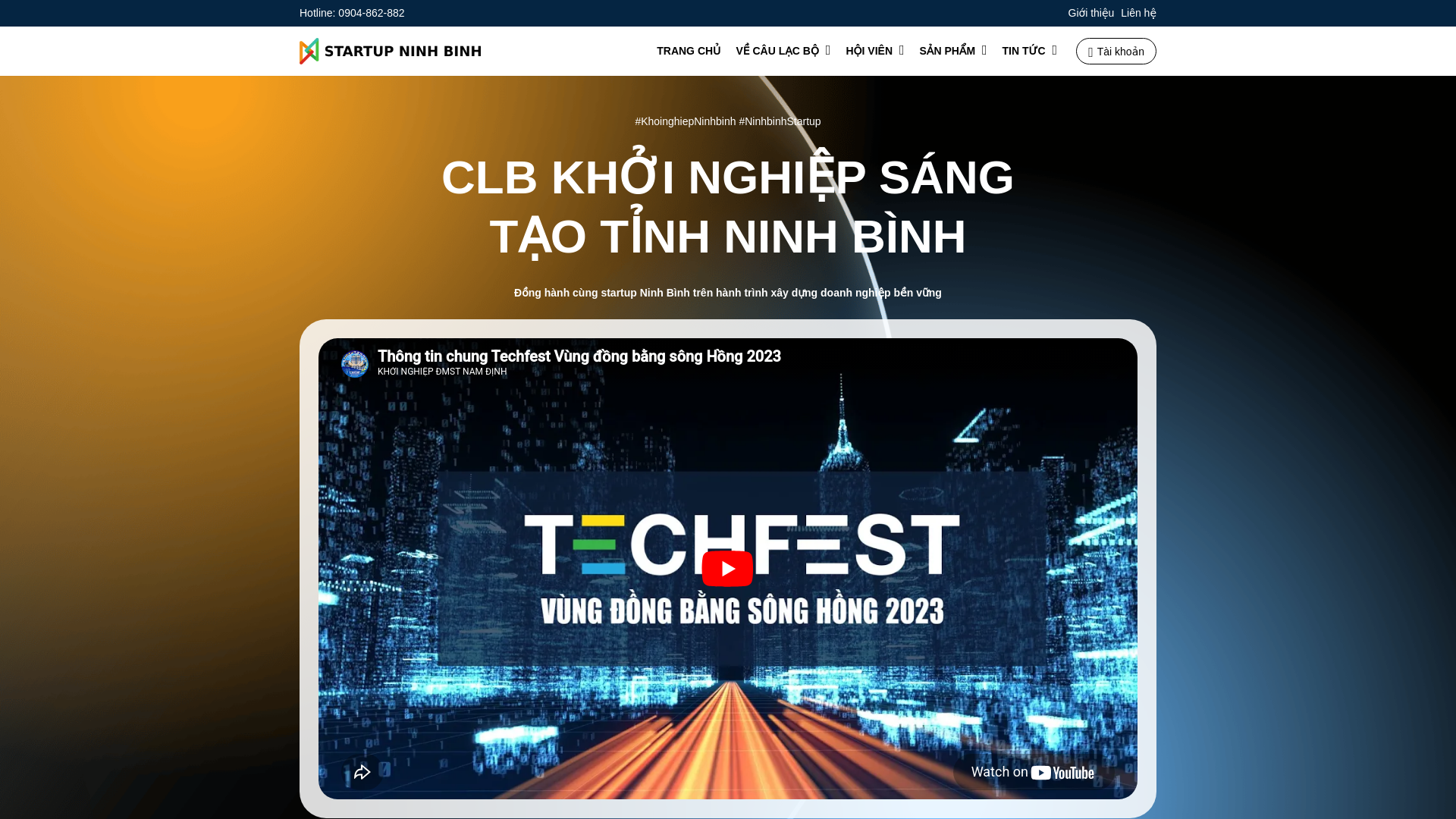 website screenshot of https://startupninhbinh.com/