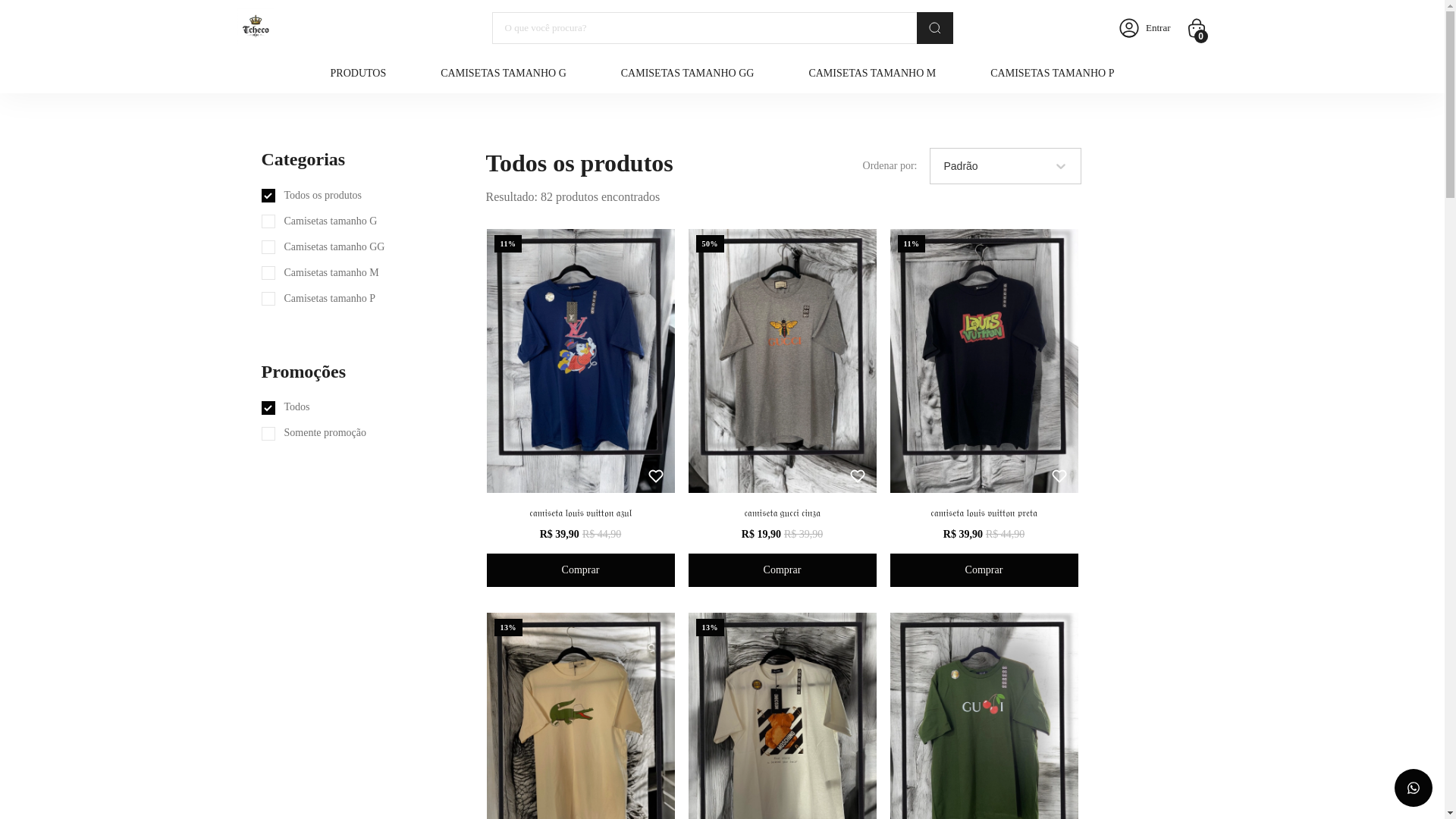 website screenshot of https://tchecostore.com.br/