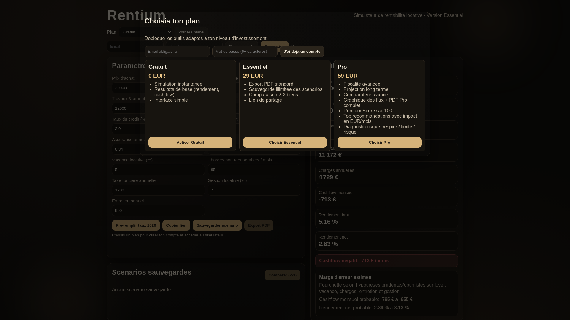website screenshot of https://rentium.investments/