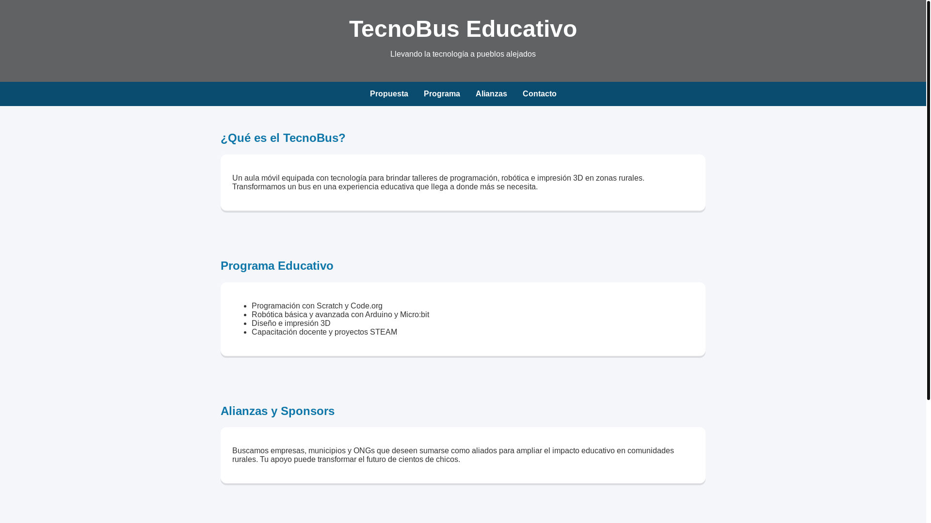 website screenshot of https://tecnobus.org/