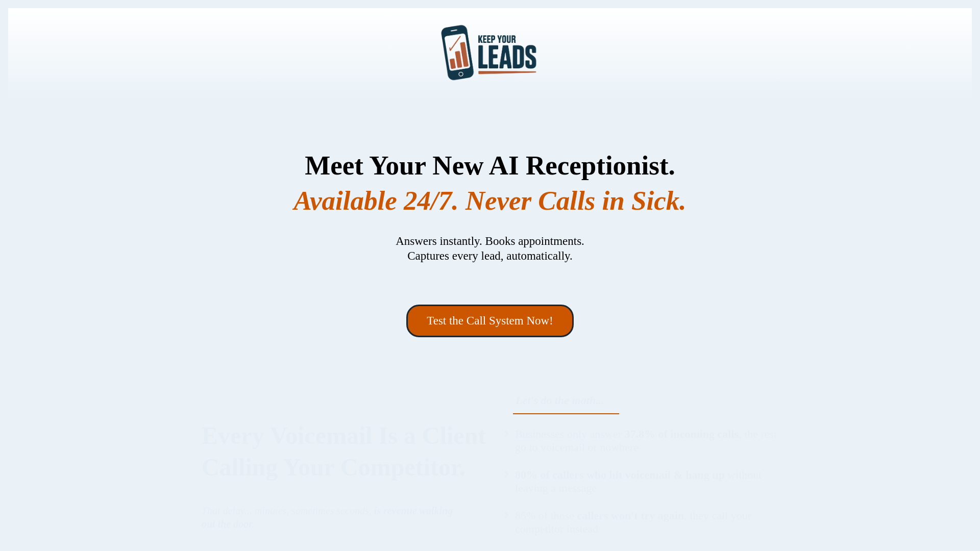 website screenshot of https://keepyourleads.net/