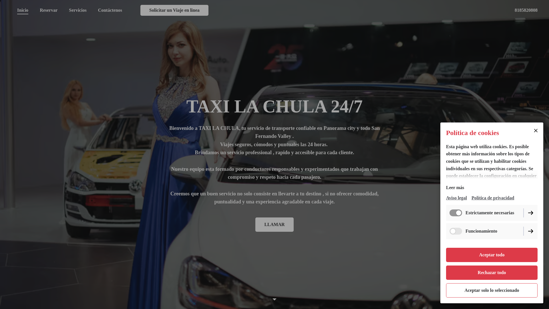 website screenshot of https://taxilachula.com/