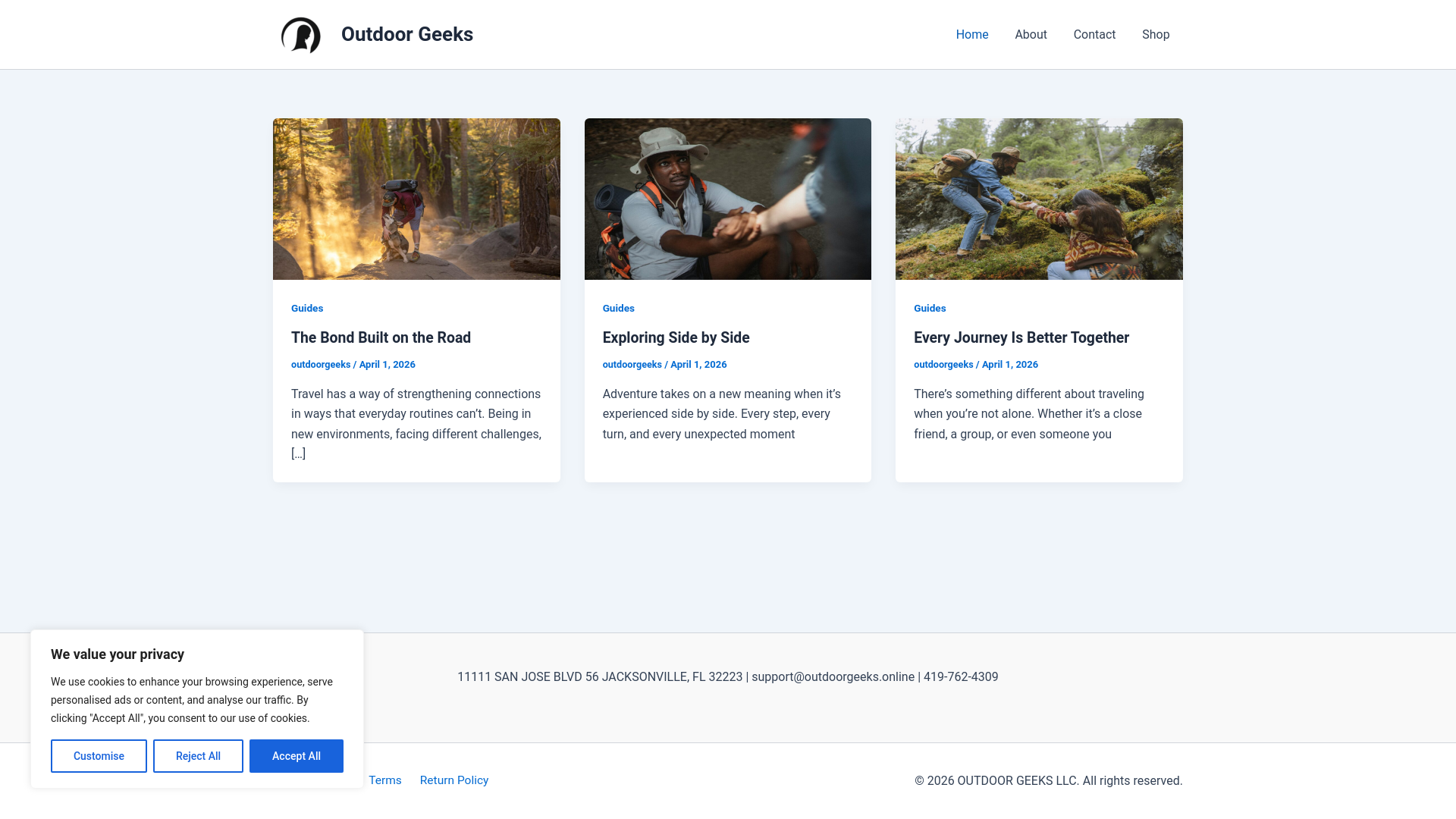 website screenshot of https://outdoorgeeks.online/