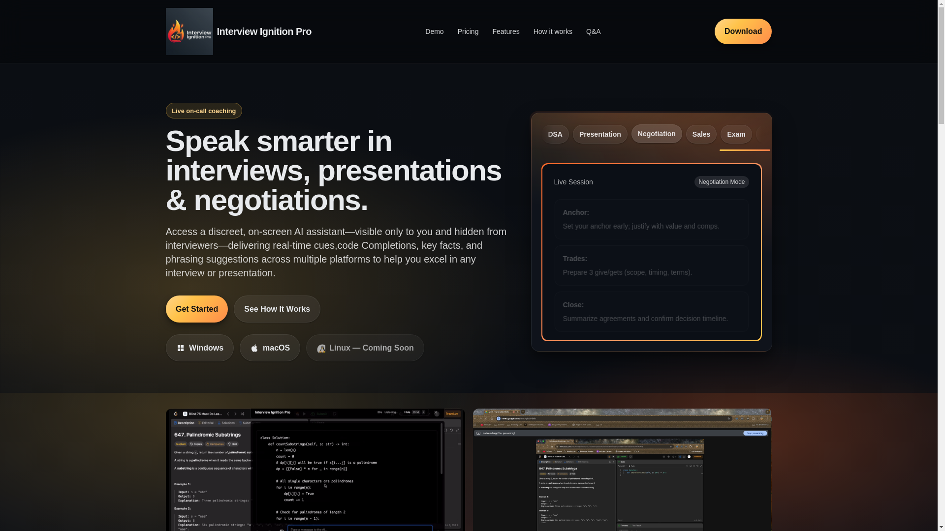 website screenshot of https://interview-ignition-pro-website.pages.dev/