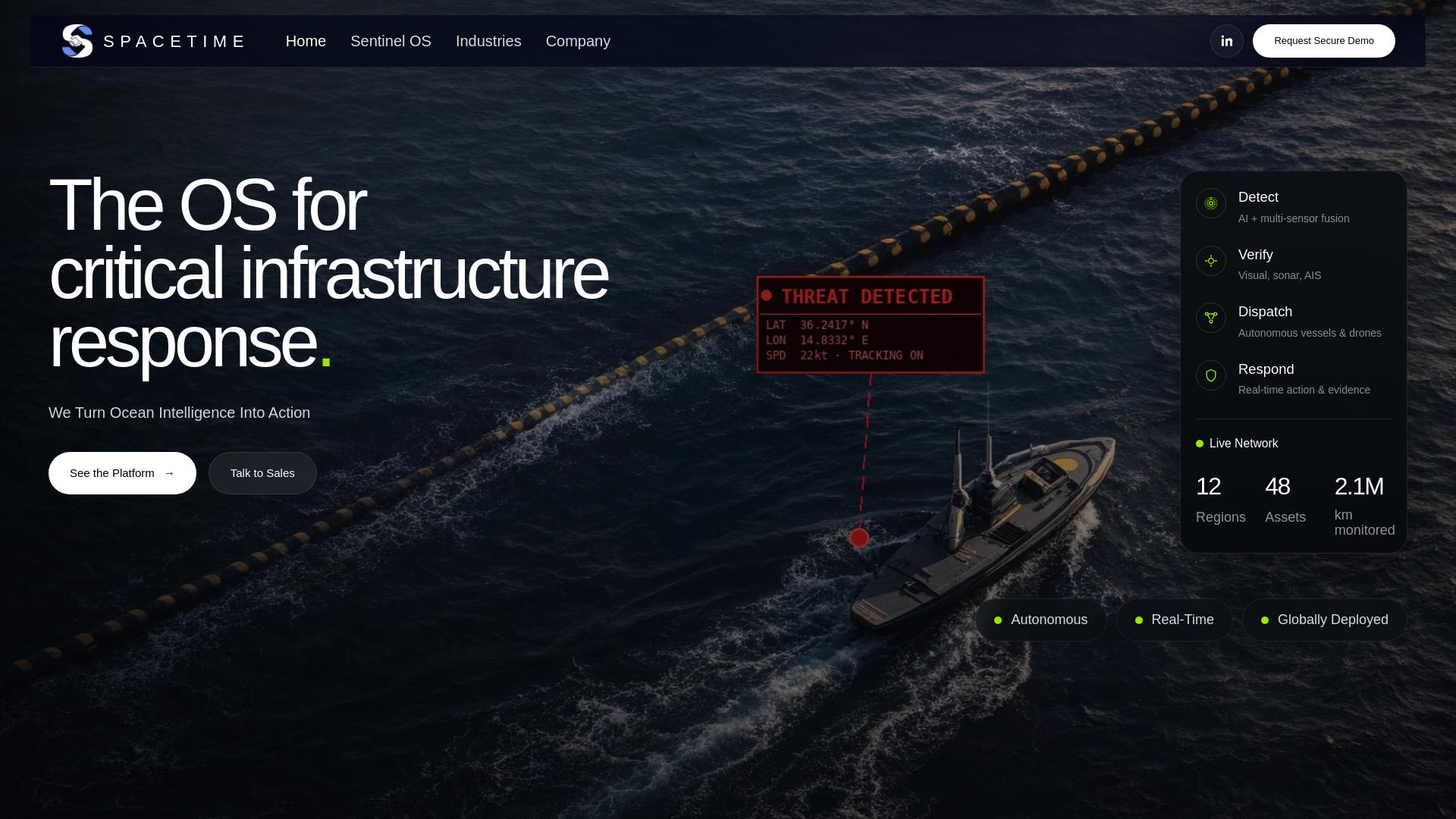 website screenshot of https://spacetime-industries.com/