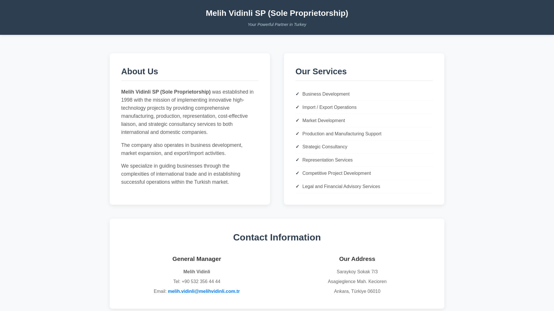 website screenshot of https://melihvidinli.com.tr/
