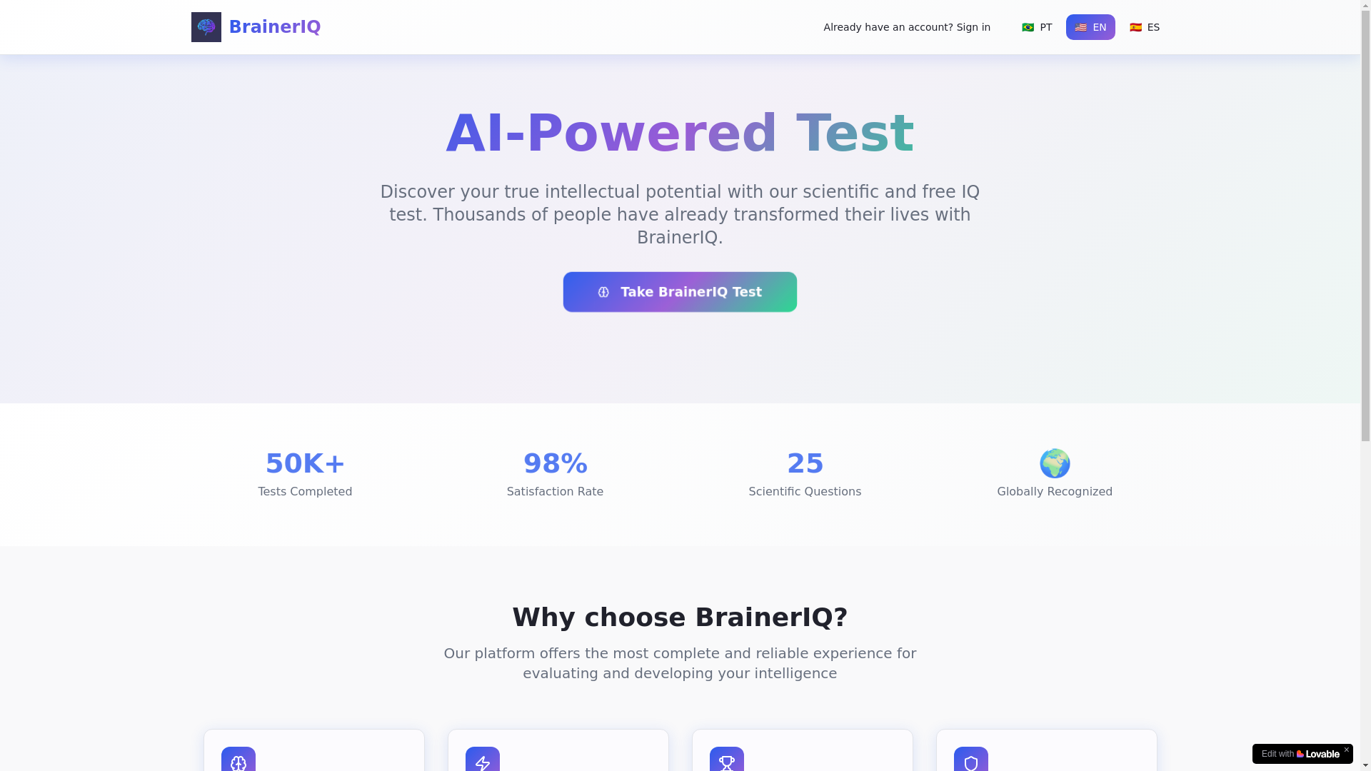 website screenshot of https://braineriq.com/