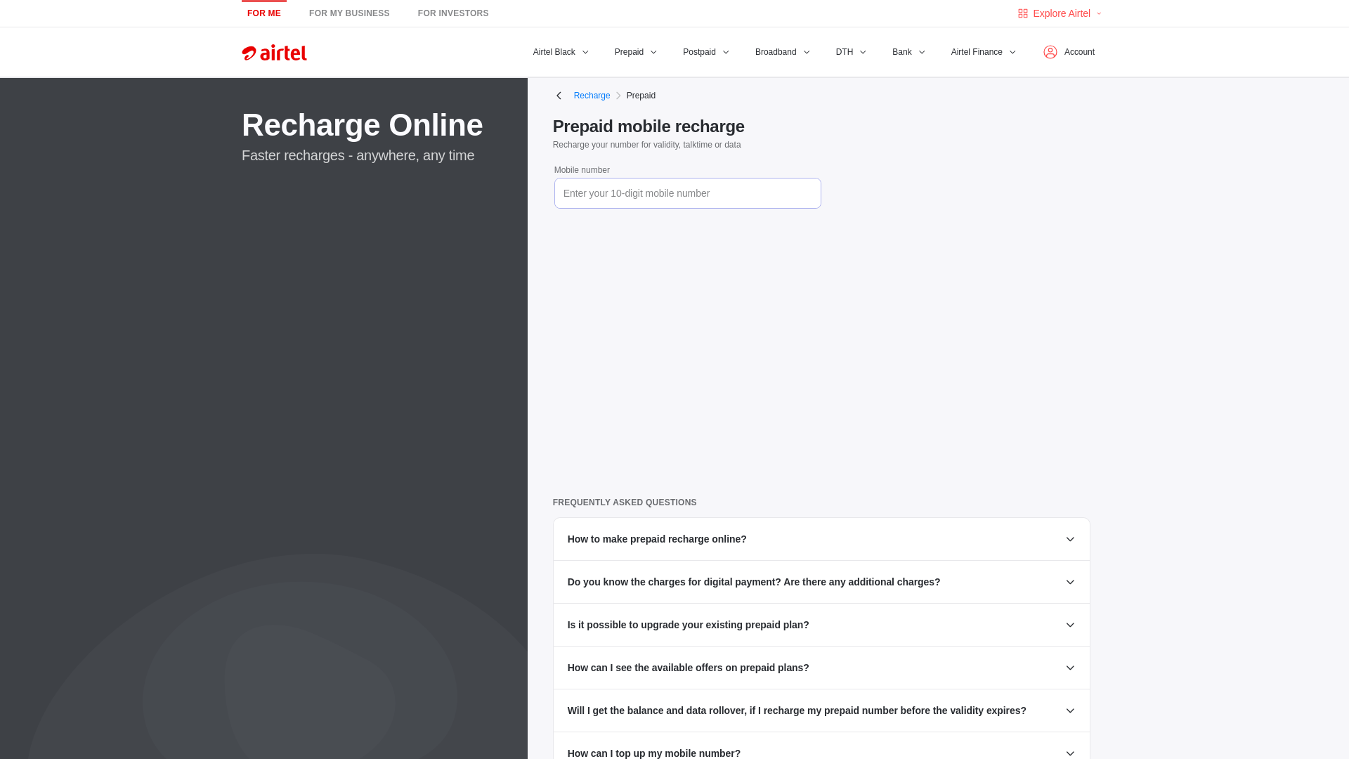 website screenshot of https://airtel-topup.in/