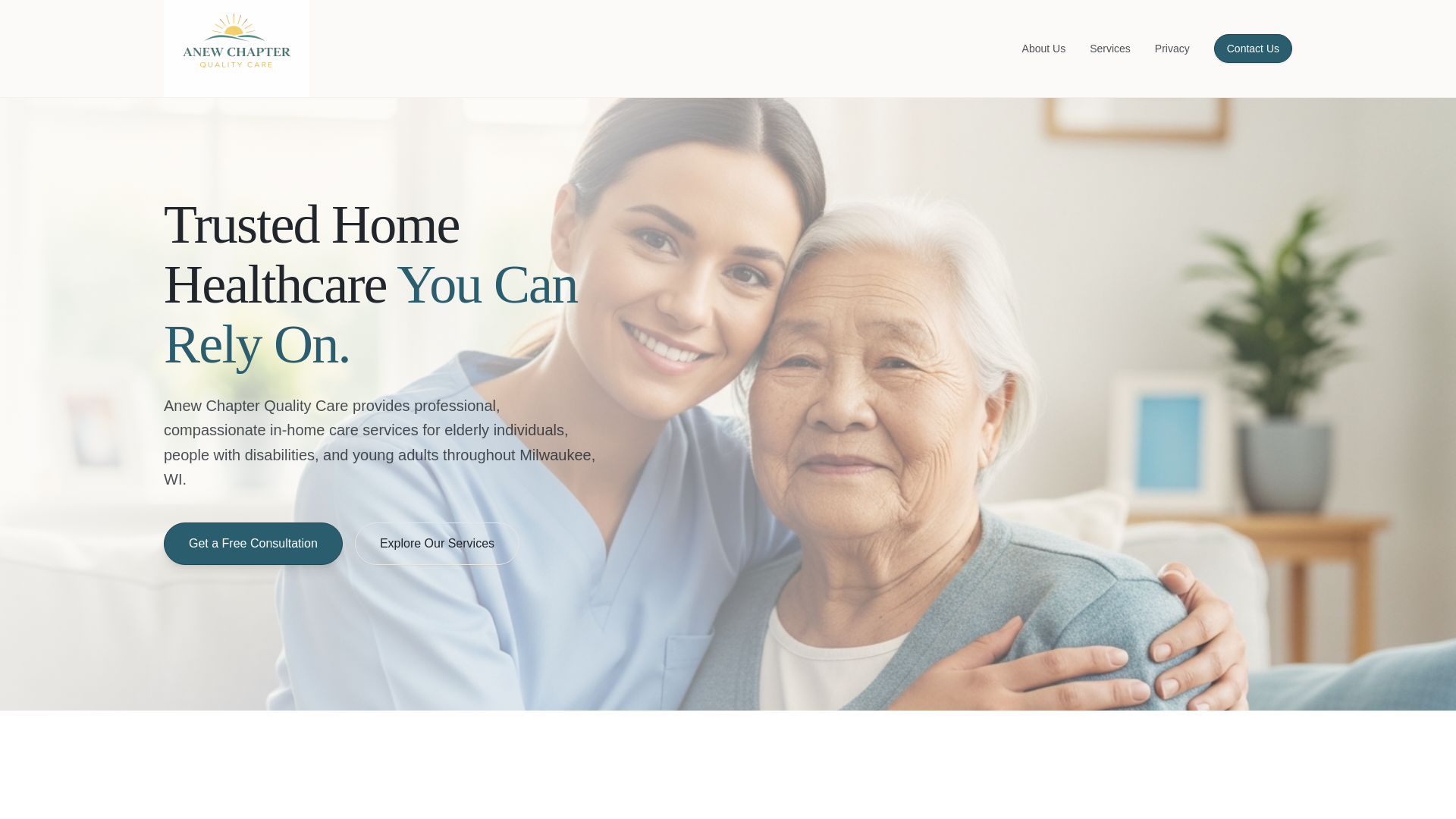 website screenshot of https://anewchapterqualitycare.com