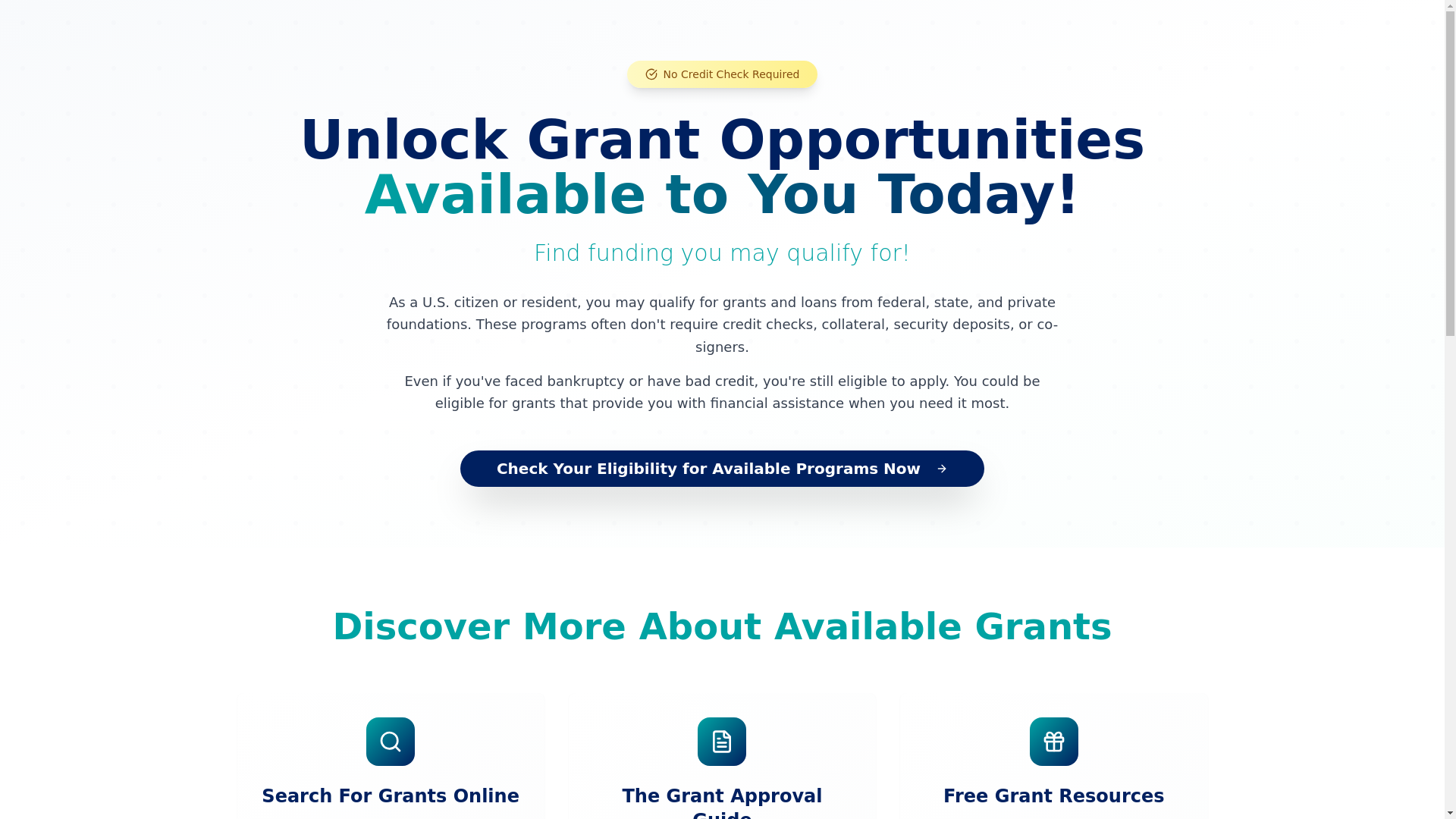website screenshot of https://mygrantsfinder.com/