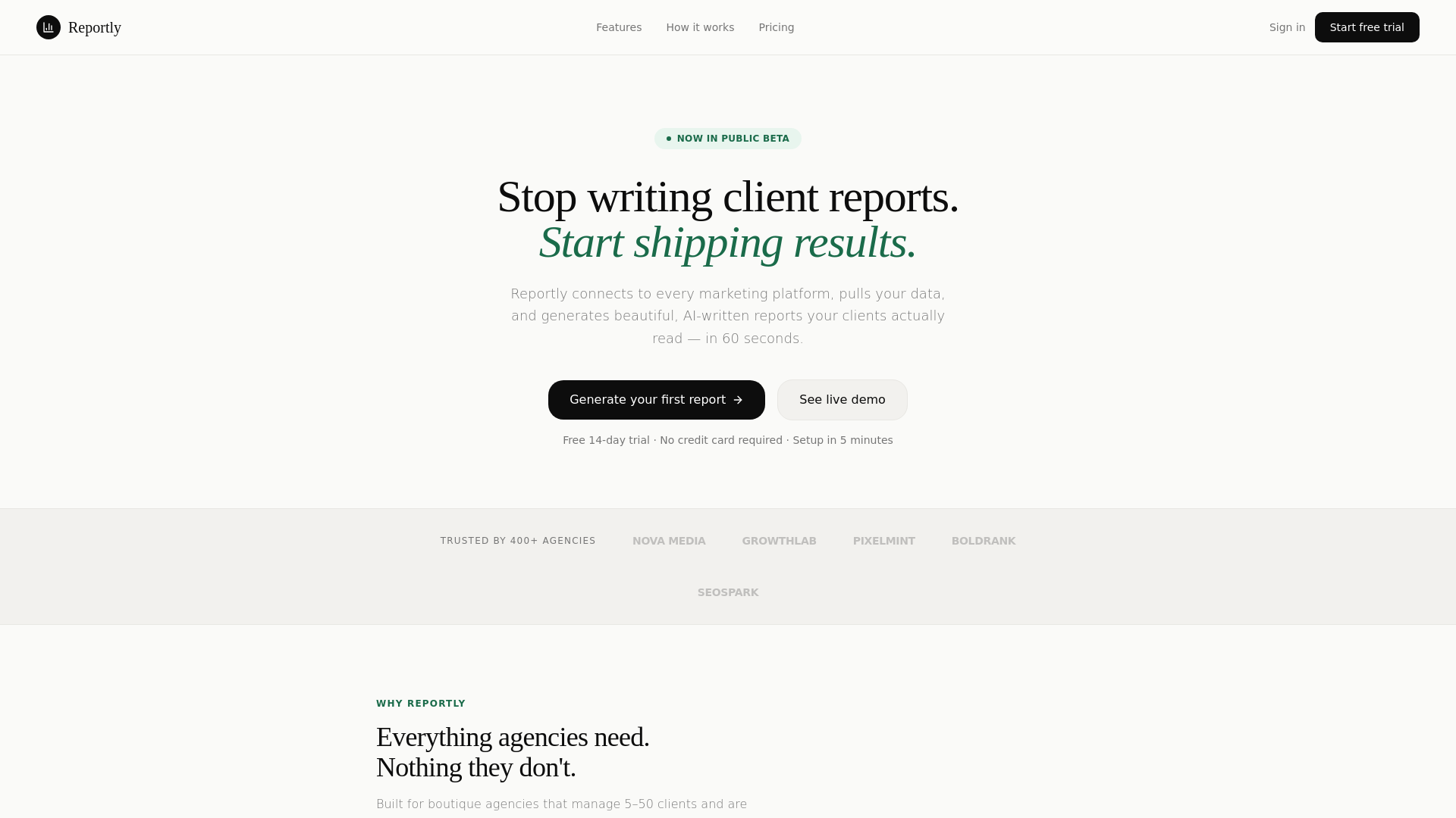 website screenshot of https://sendreport.app/