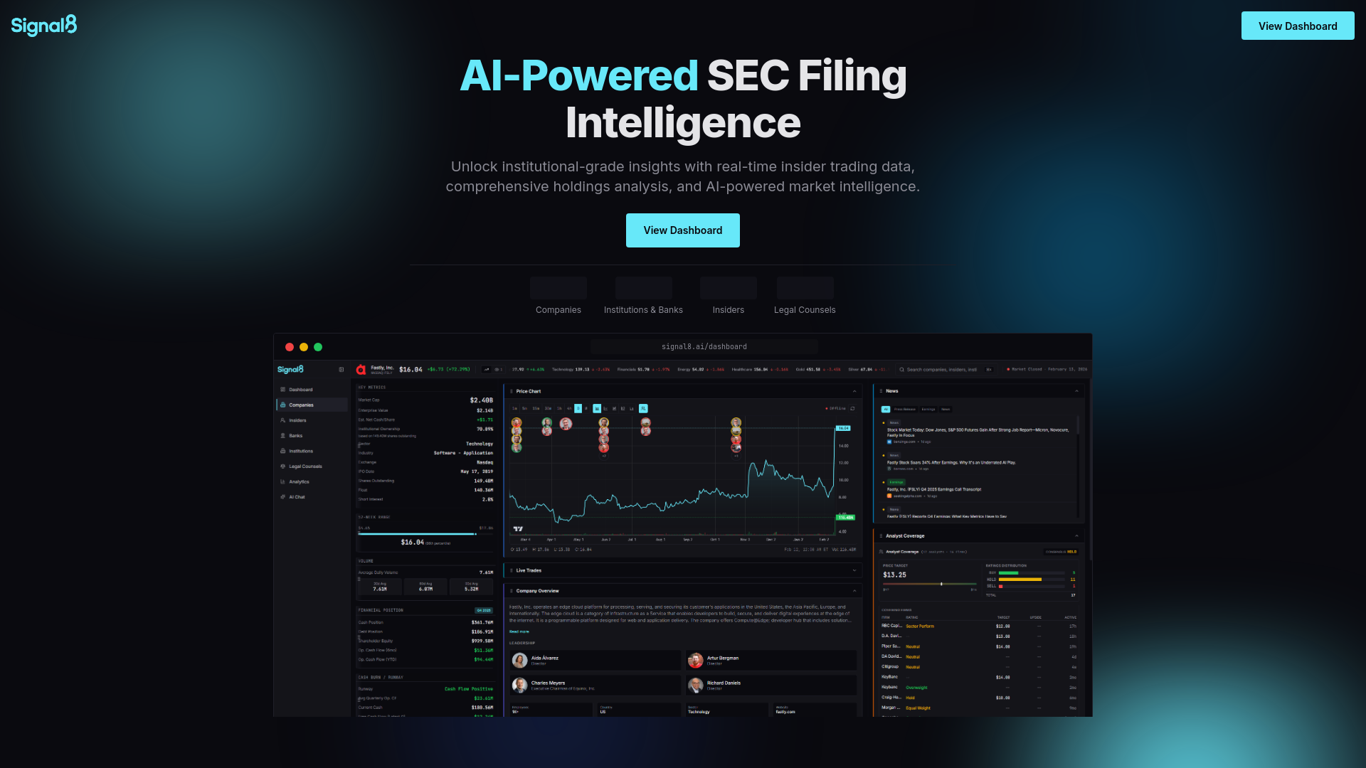 website screenshot of https://signal8.ai/