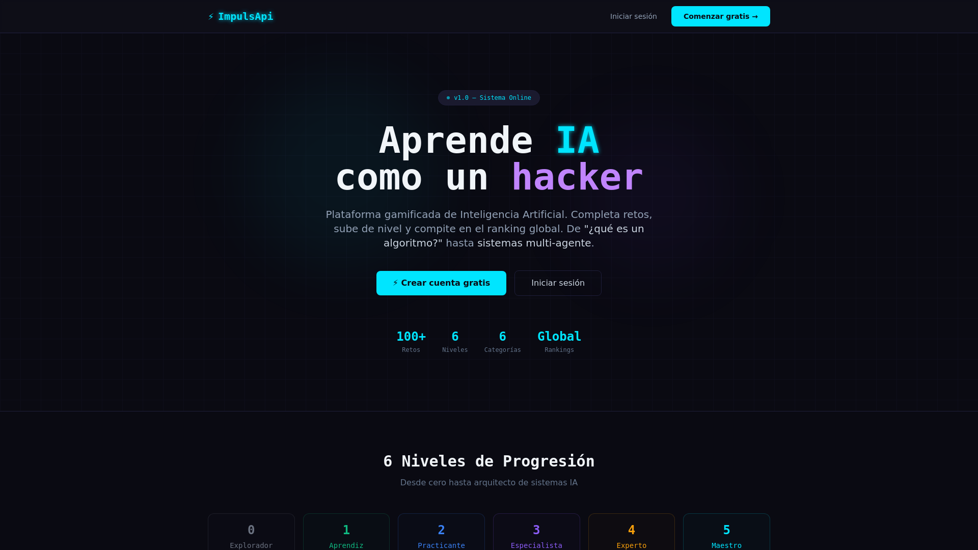 website screenshot of https://impulsapi.com/