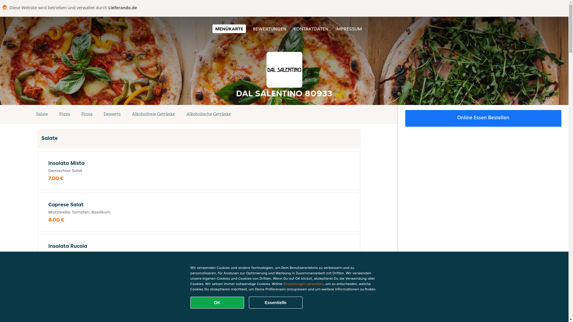 website screenshot of https://dalsalentino-munchen.de/