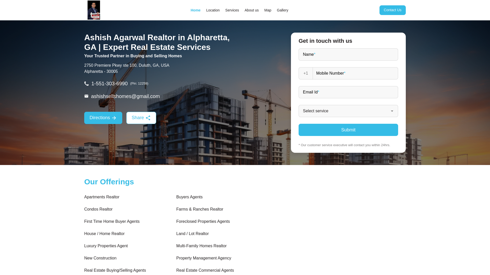 website screenshot of https://ashishagarwalrealtor.com/