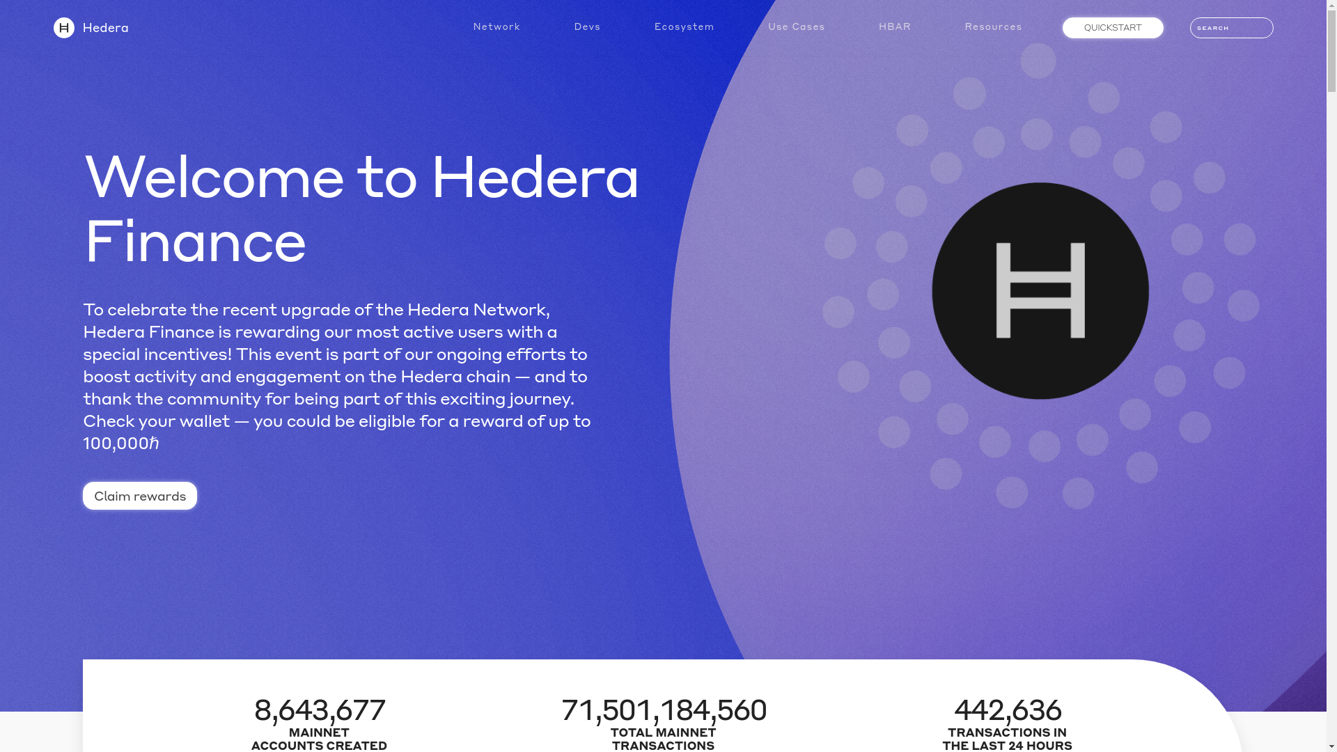 website screenshot of https://hederafinance.pages.dev/