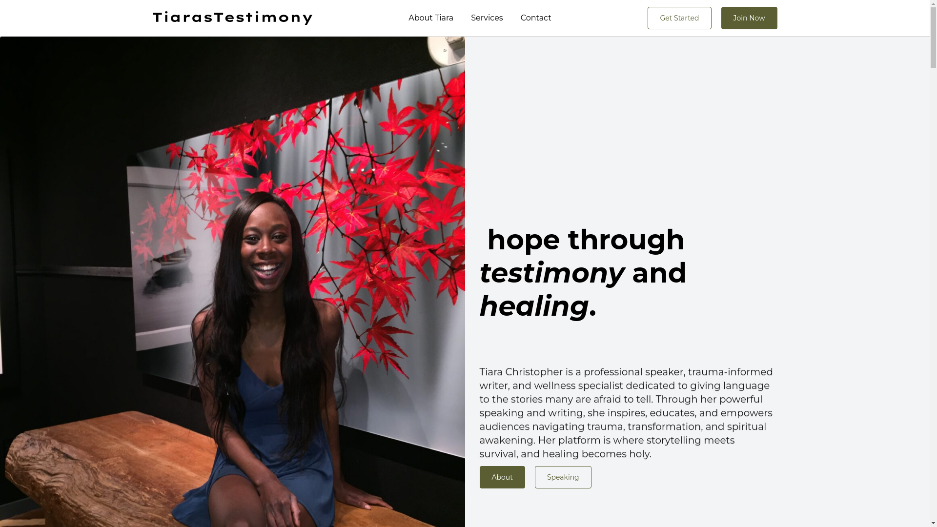 website screenshot of https://tiarastestimony.com/