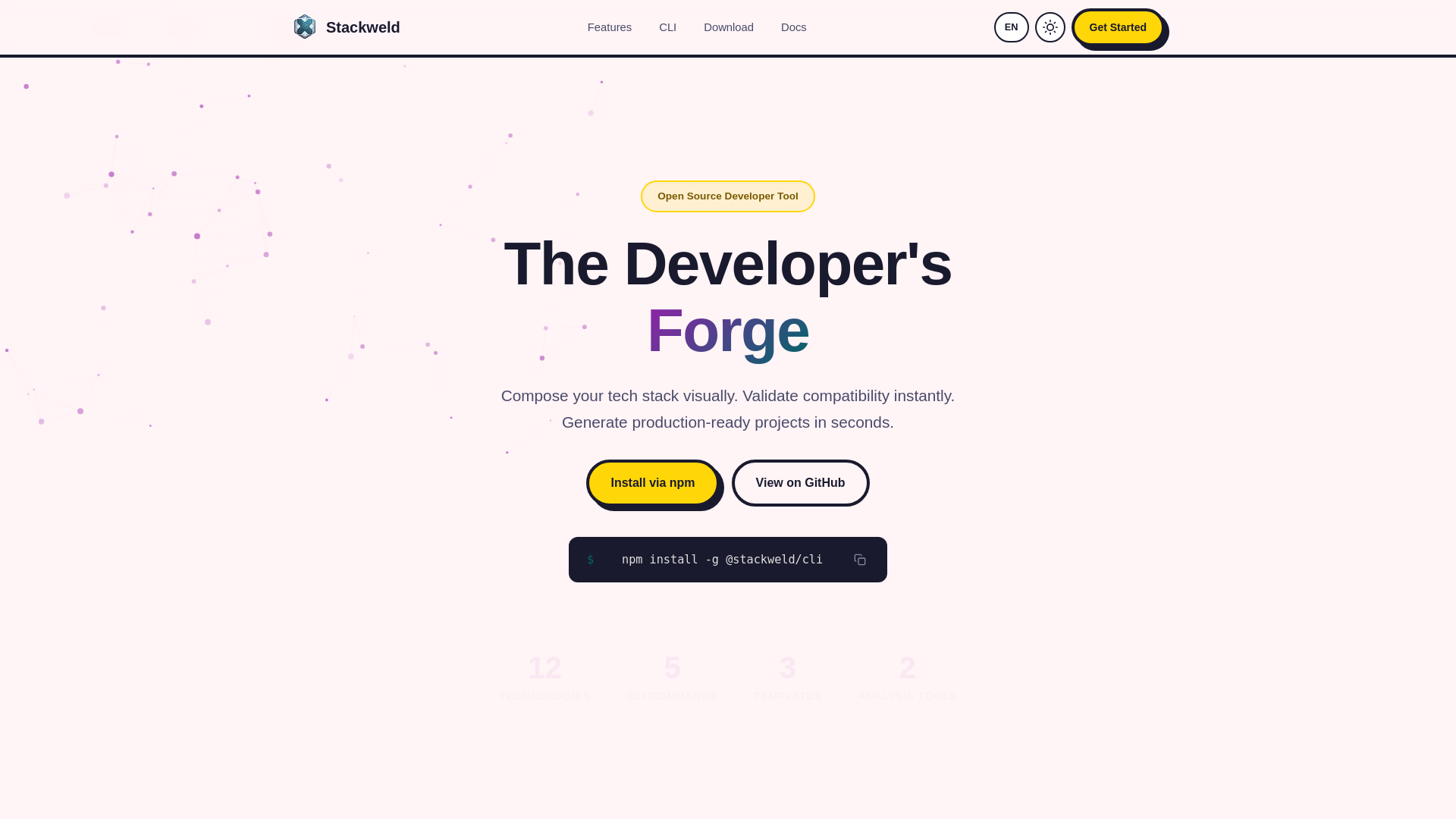 website screenshot of https://stackweld.dev