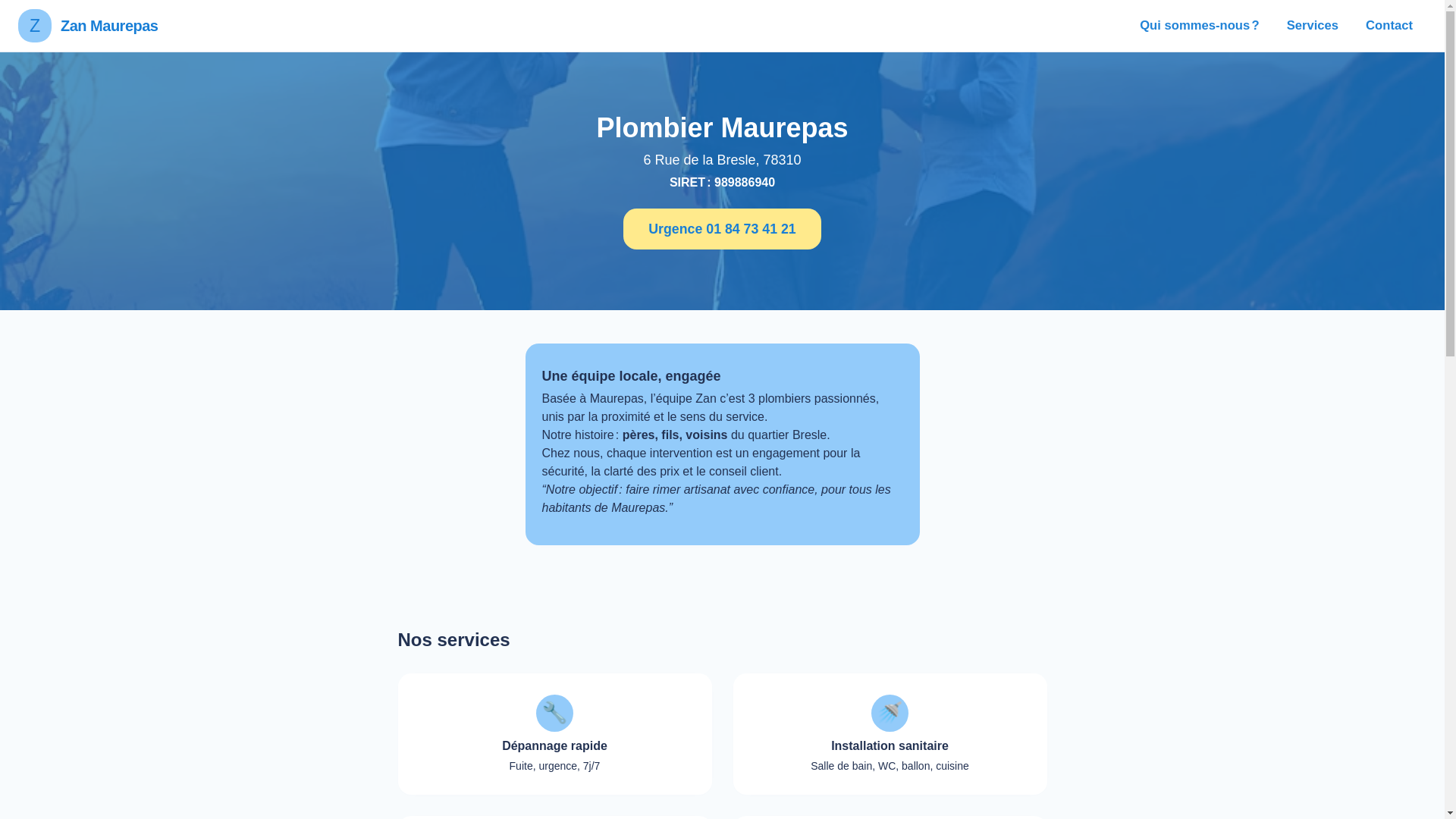 website screenshot of https://zanplombiermaurepas.fr/