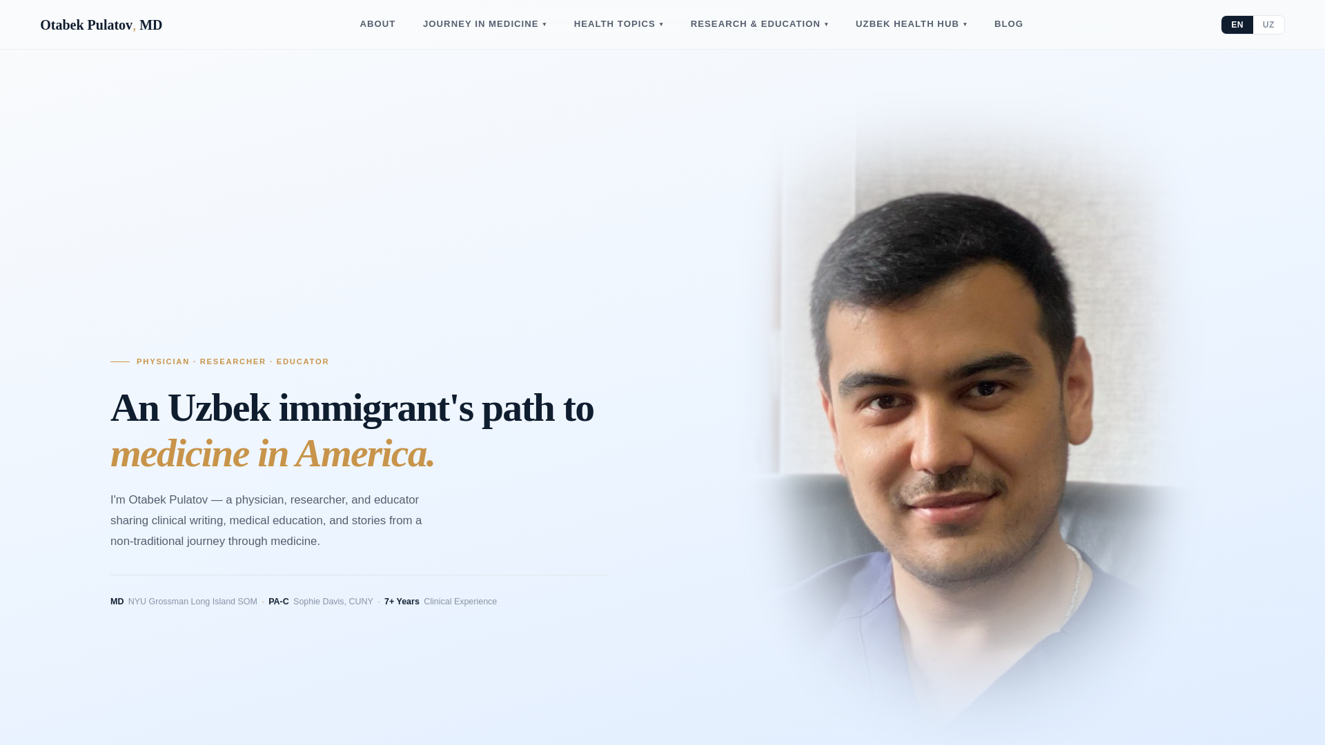 website screenshot of https://otabekpulatovmd.pages.dev/