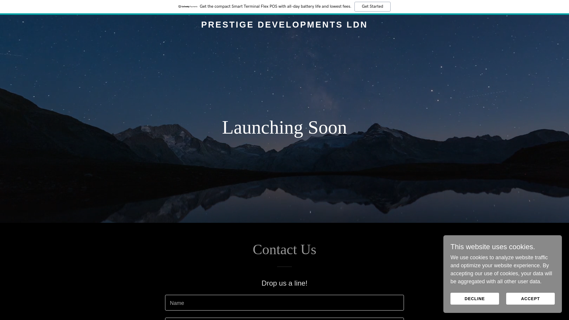 website screenshot of https://prestigedevelopmentsldn.co.uk