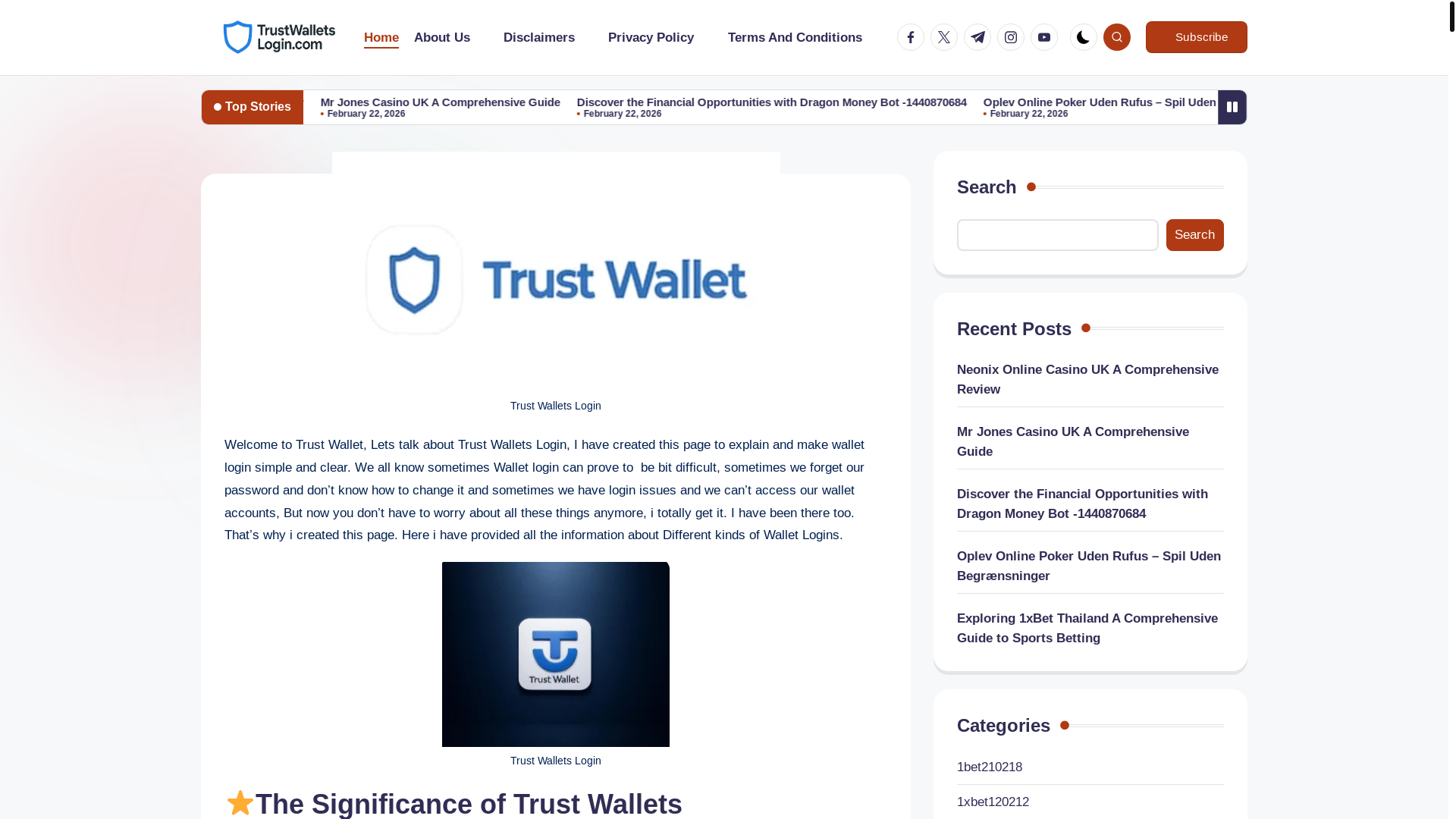 website screenshot of https://trustwalletslogin.com/