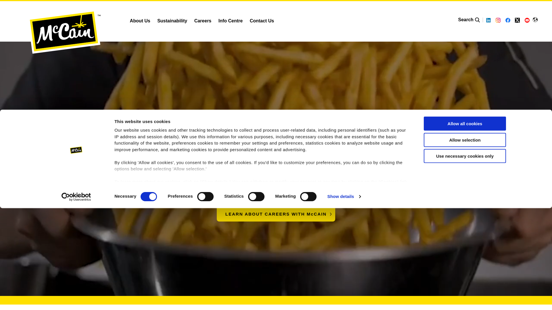 website screenshot of https://www.mccain.com/